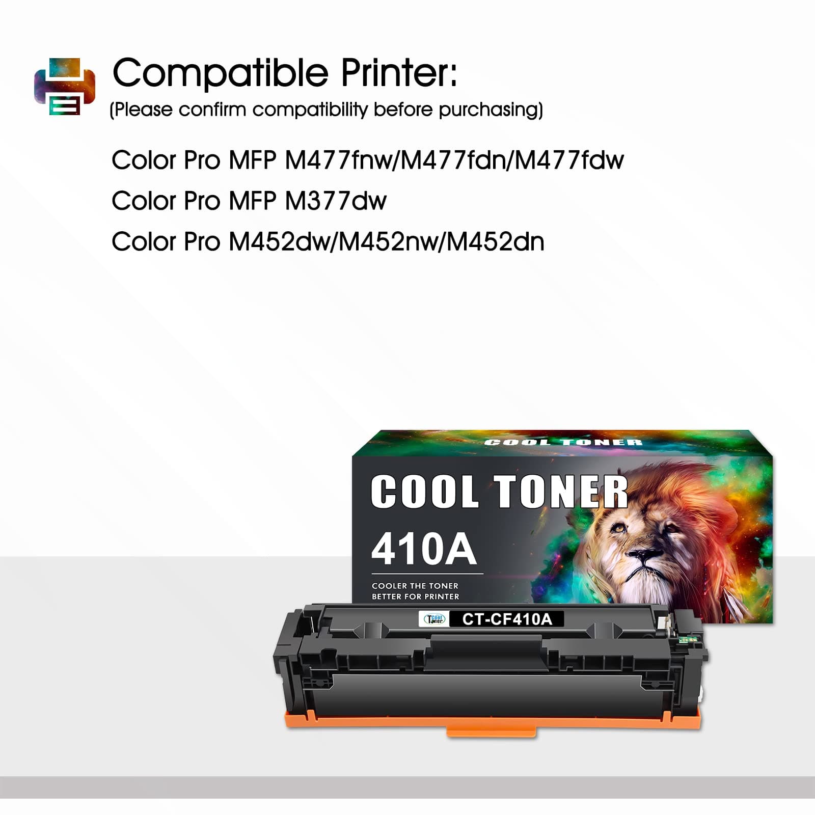 410A 410X CF410A Toner Cartridge 4 Pack Compatible Replacement for HP 410A CF411A CF412A cf413A Pro MFP M477fnw M452dn M477fdw M477fdn M452nw M452dw M452 M477 Printer Ink |Black Cyan Yellow Magenta|
