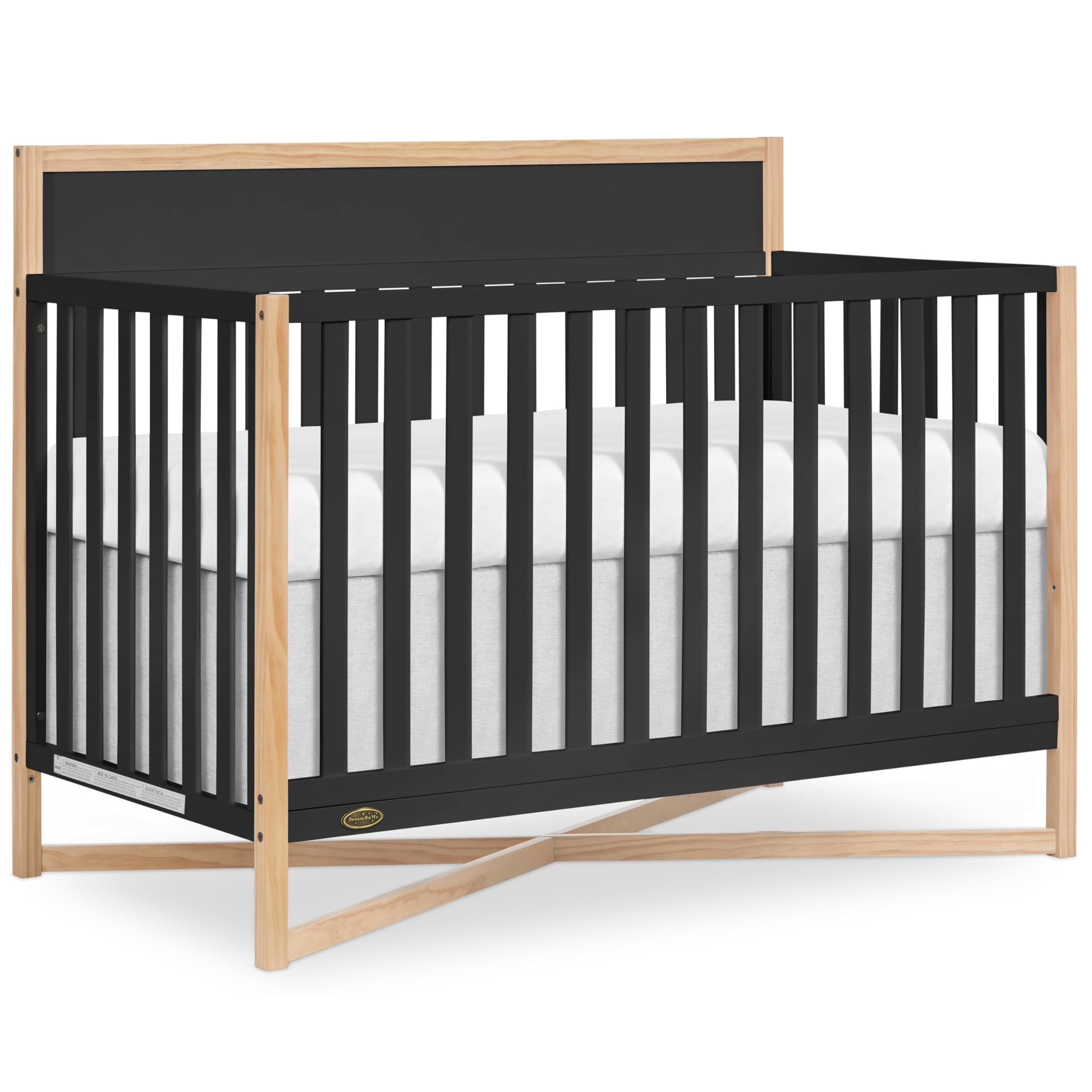 Dream On Me Owen 5-in-1 Convertible Full-Size Baby Crib in Matte Black, GreenGuard Gold & BSA, Converts to Toddler, Day, & Full-Size Bed, Non-Toxic Paint, Safe Sleep Environment