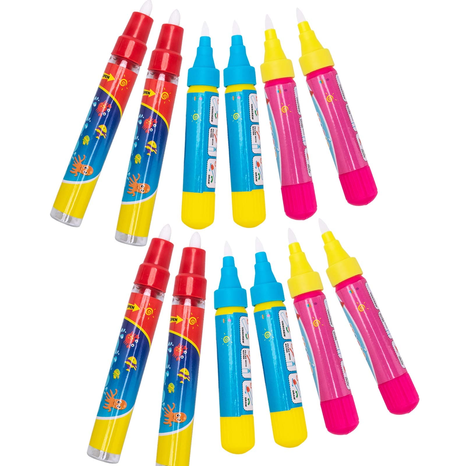 wonuu Water Doodle Pens, Replacement Drawing Magical Pen for Kids Aqua Doodle Mat and Magic Color Wow Book, Mess Free (12Pcs)