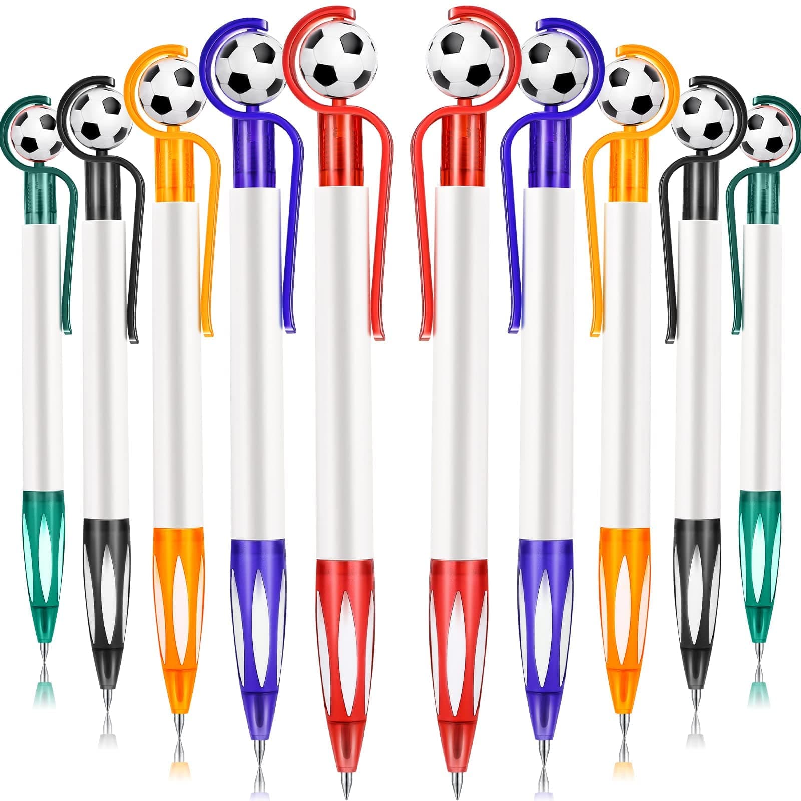 TERRIFI 20 Pcs Soccer Shape Ballpoint Pens with Soft Grip, Multicolor Retractable Pens with Black Ink, Perfect for School, Football Fans, 5 Colors Included (Simple)