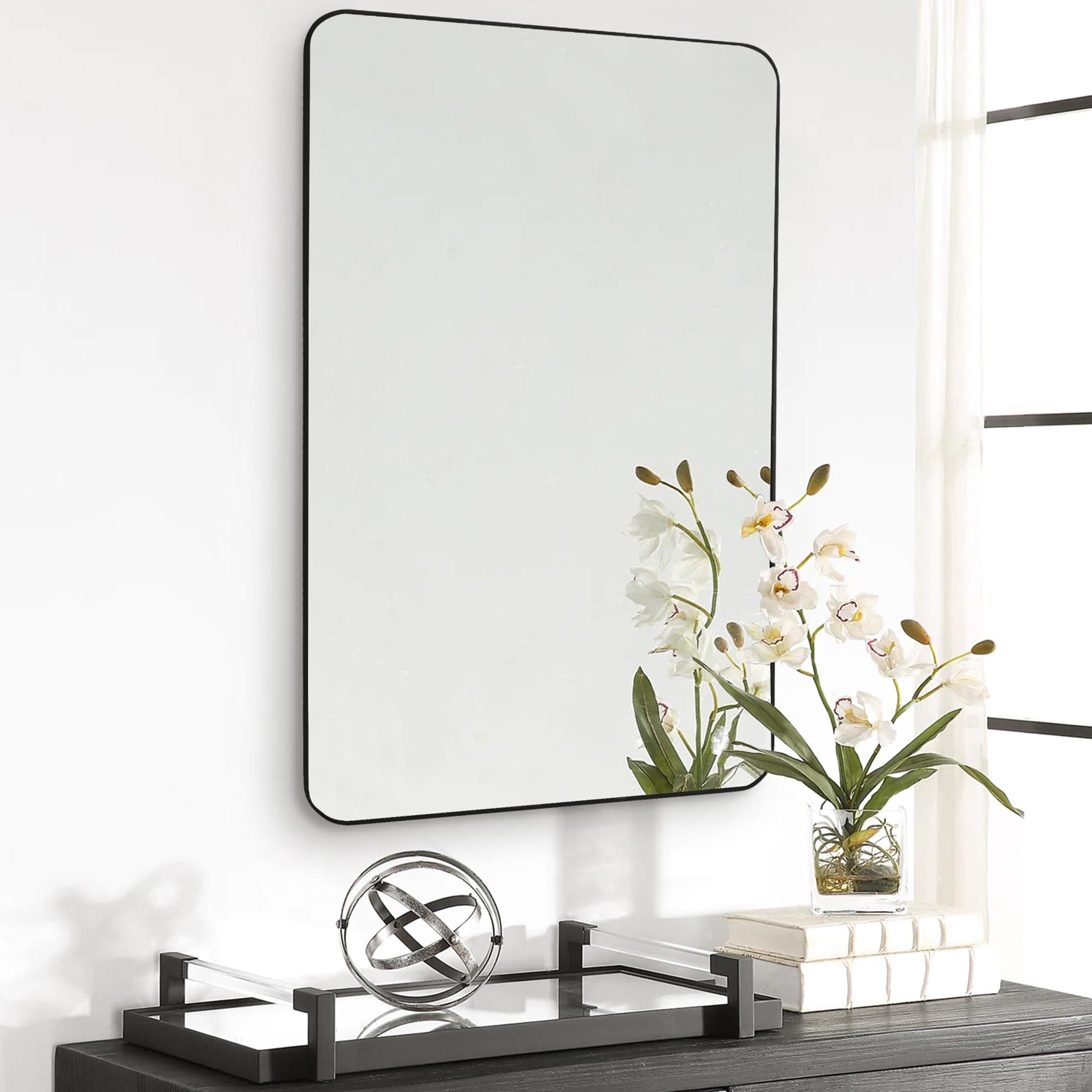 CULER Black Bathroom Wall Mirror,24 x 36 Inch Rectangle Vanity Modern Tempered Glass Mirror for Bedroom,Living Room,Entryway (24x36 Inch, Black)