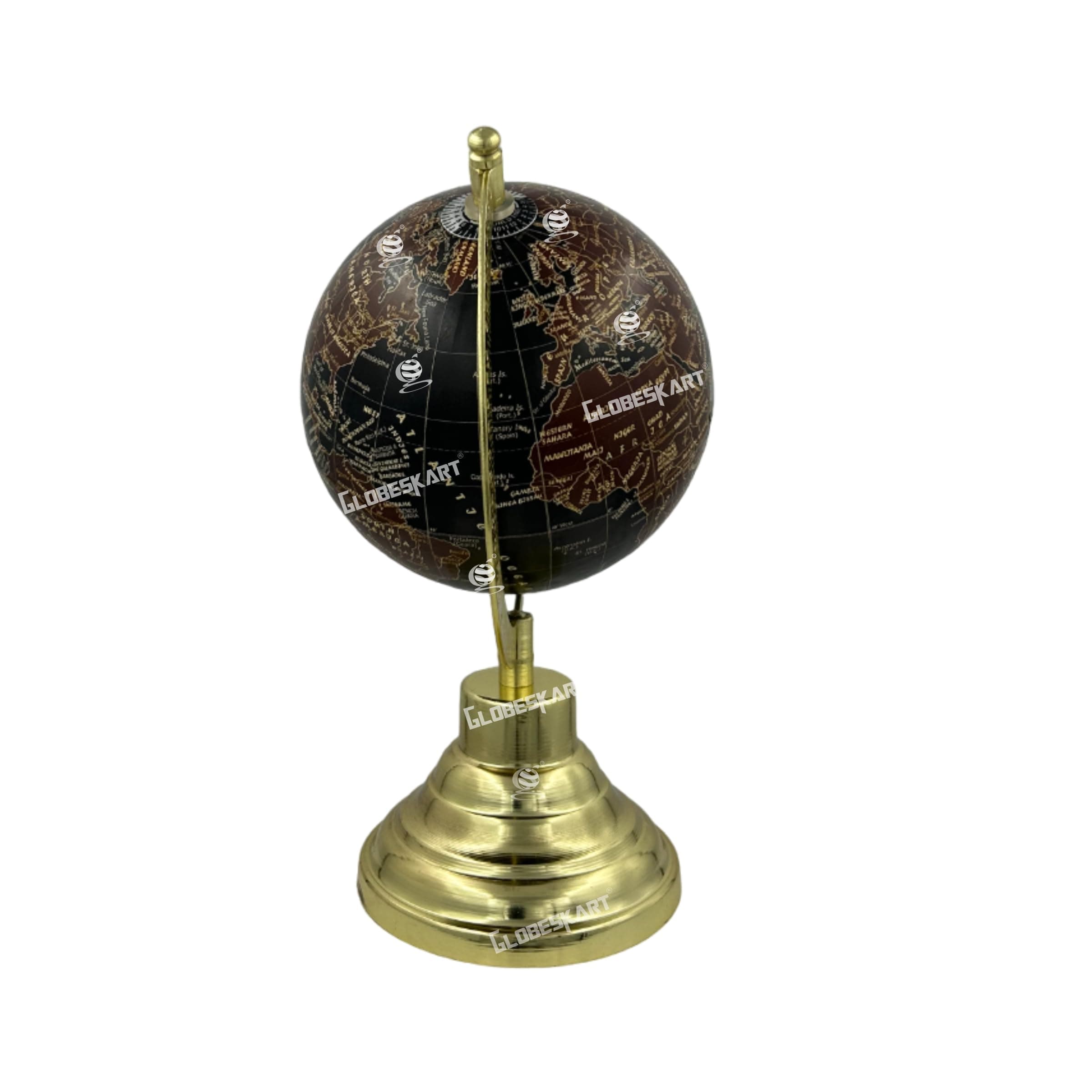 Educational/Antique Globe with Brass Antique Arc and Base / World Globe / Home Decor / Office Decor / Gift Item / 5 inches (Black Chocolate)