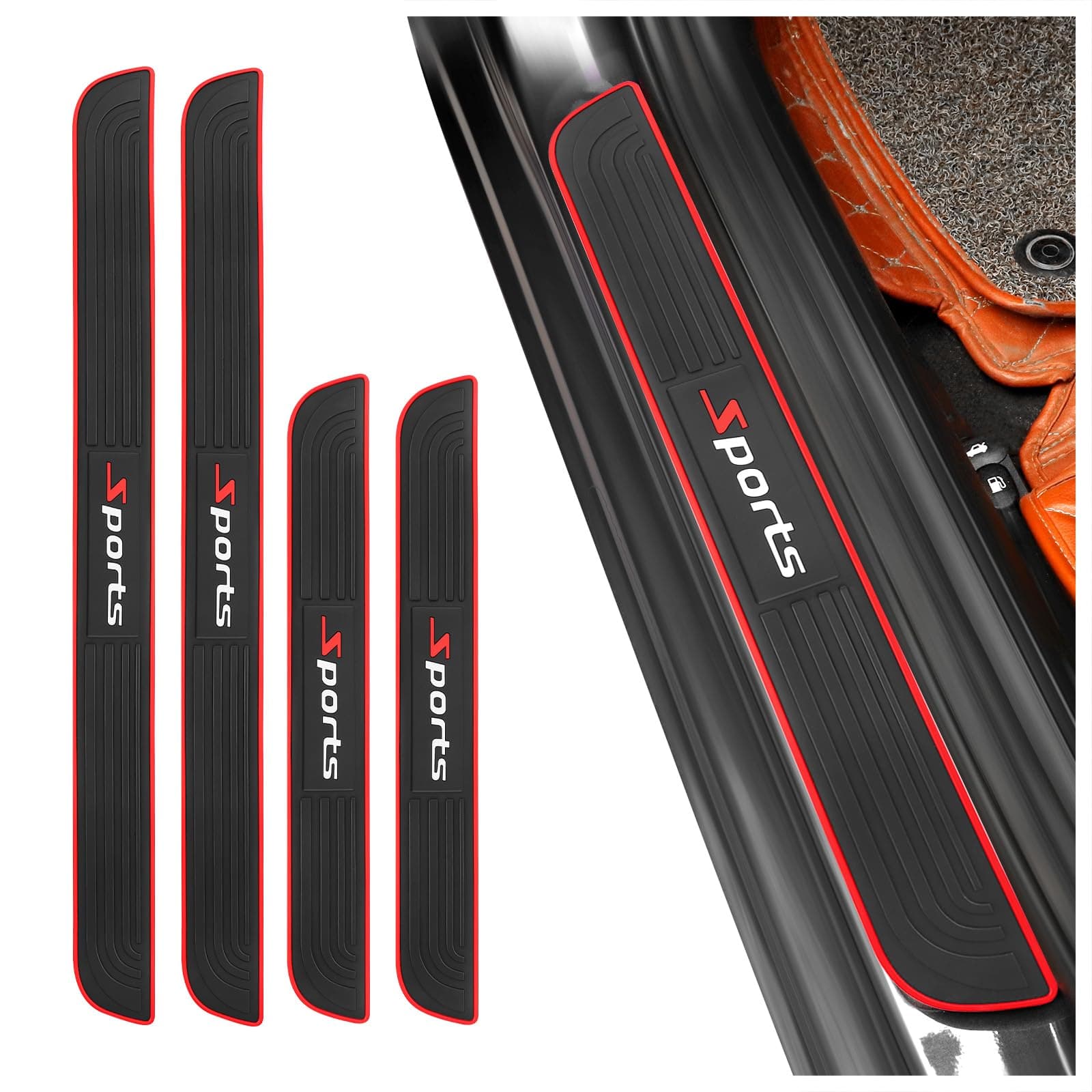 4PCS Car Door Sill Protector,Anti-Scratch & Waterproof Car Door Sills Scratch Protection,Universal Car Exterior Accessories Automotive Door Entry Guard for Car,Truck,SUV (Sport, Width 1.96'')