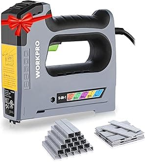 WORKPRO 5 in 1 Staple Gun,110V Corded Brad Nailer with 2000 Staples and Nails, Electric Staple Gun for DIY Project of Woodworking