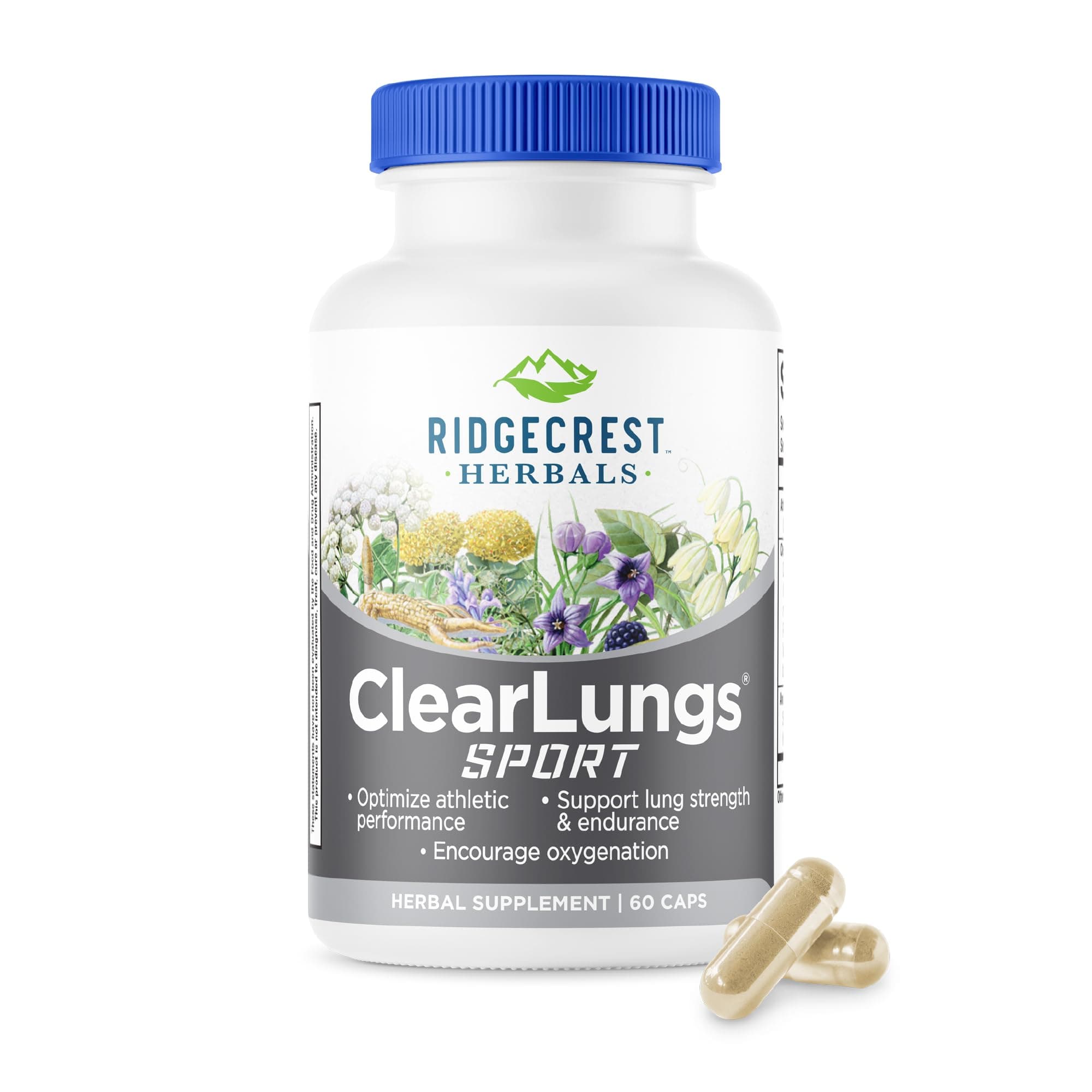 ClearLungs Sport, Oxygen Intake and Lung Support Formula with Cordyceps, Rhodiola, Eleuthero (60 Vegan Caps, 30 Serv)