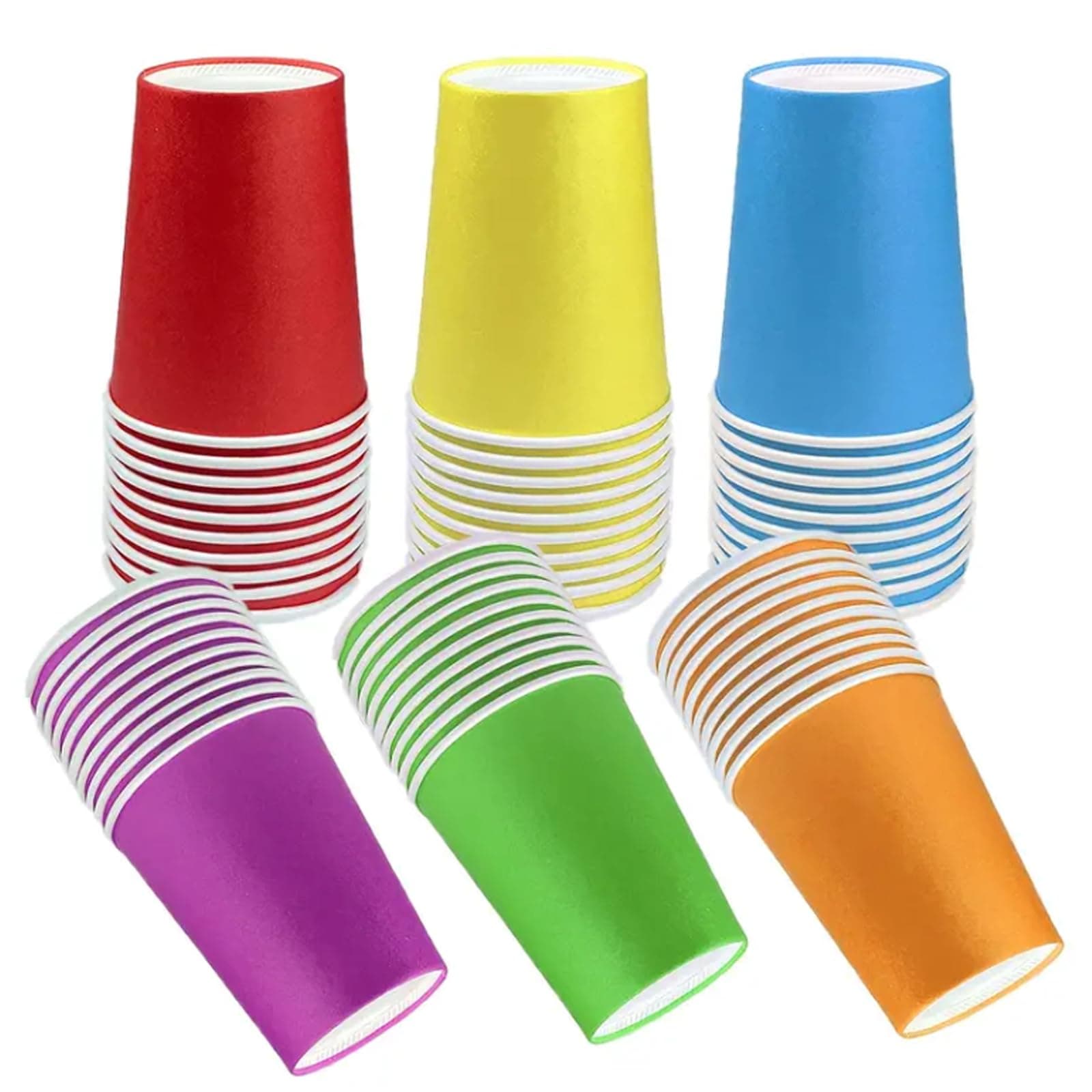 PALUDO 60 Pack Disposable Paper Cups, 250ml Multi Coloured Party Cups, Disposable Drinking Cups, Biodegradable and Compostable Cups for DIY Holiday Wedding Birthday Party Supplies