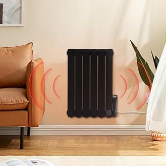 900W Electric Oil Filled Radiators Wall Mounted Electric Heater 5 Fins Energy Efficient Electric Radiators with 7 Days/24H Timer and Thermostat,LED Display & Safe Lock for Home Use,Black