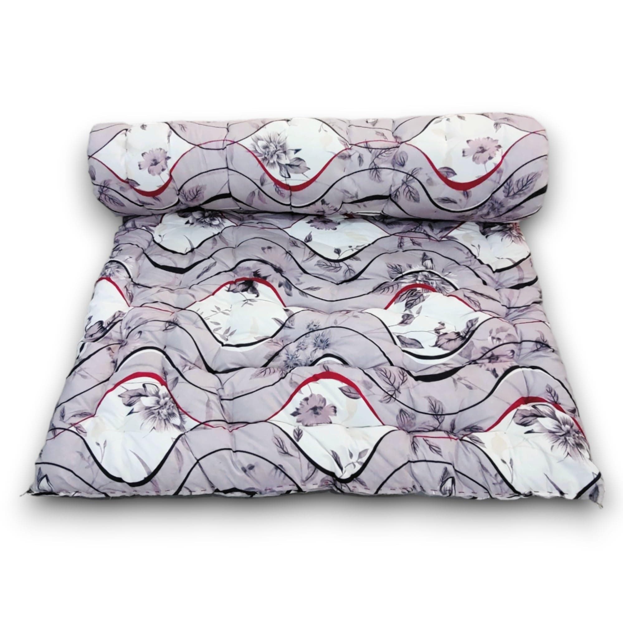 Deevine Craft Soft Cotton Foldable Mattress | 3D Printed Opal Purple White Design Single Firm Gadda | Lightweight 1 Sleeping Capacity | 3 x 6 ft or 72 x 36 Inches | Hypoallergenic Breathable