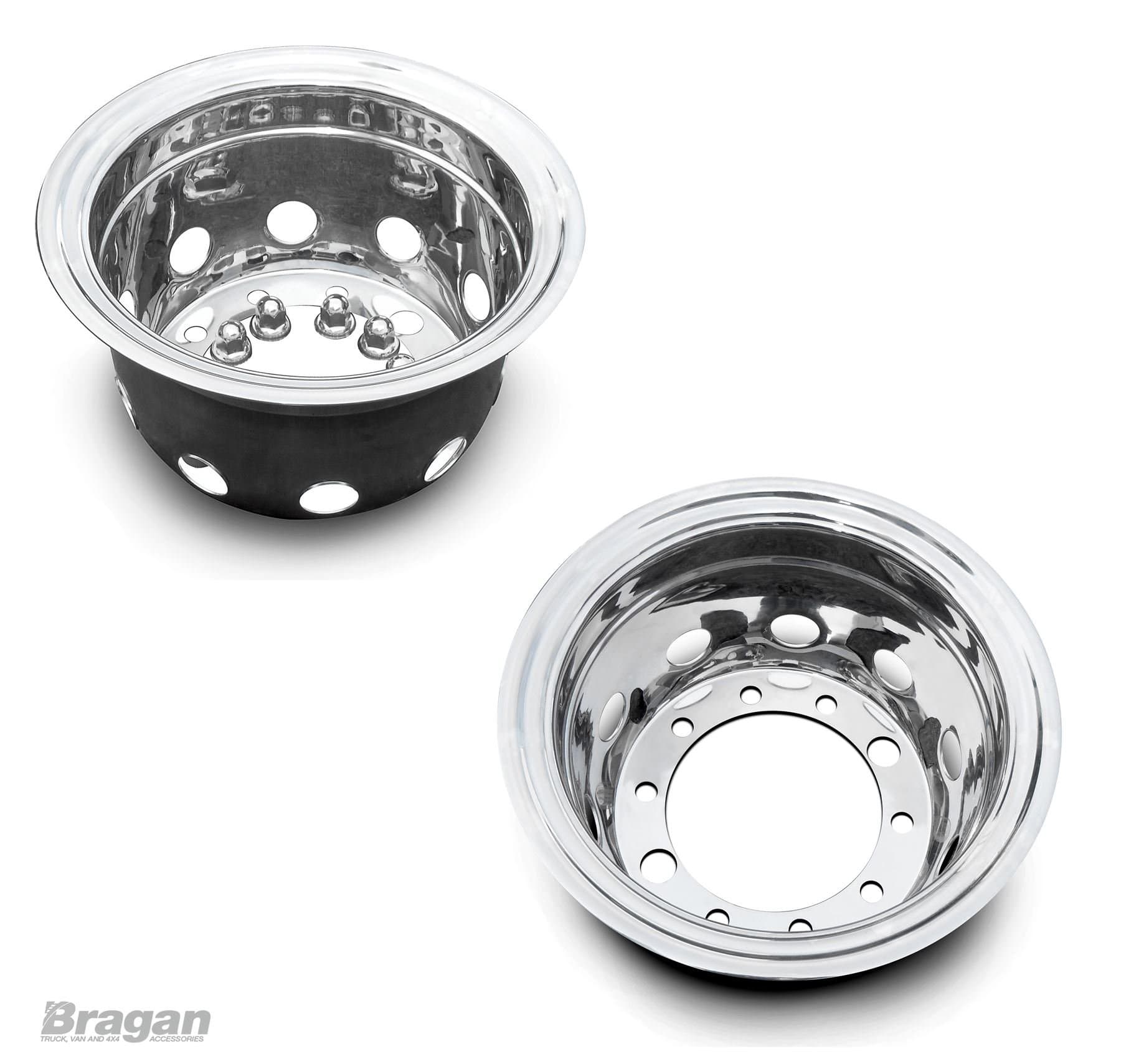 Bragan 22.5'' Rear Wheel Sleeves 295 80-280mm Deep - Pair Compatible With Truck Universal Stainless Steel Accessories - BRA72204R-295-80
