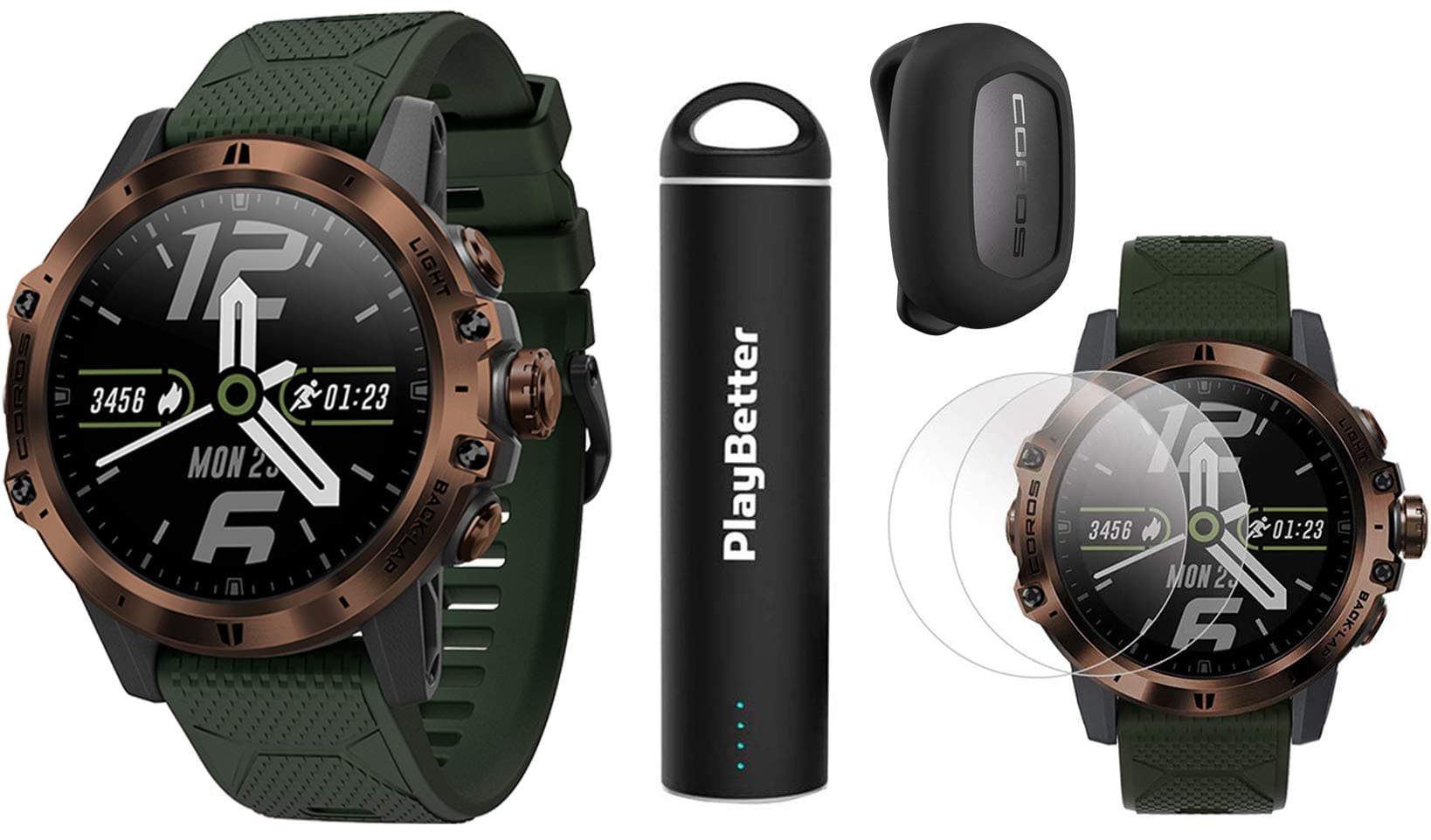 COROS VERTIX GPS Adventure Watch (Mountain Hunter) Power Bundle | with COROS POD, HD Screen Protectors & PlayBetter Portable Charger | Sapphire Glass, Waterproof & 24/7 Oximeter