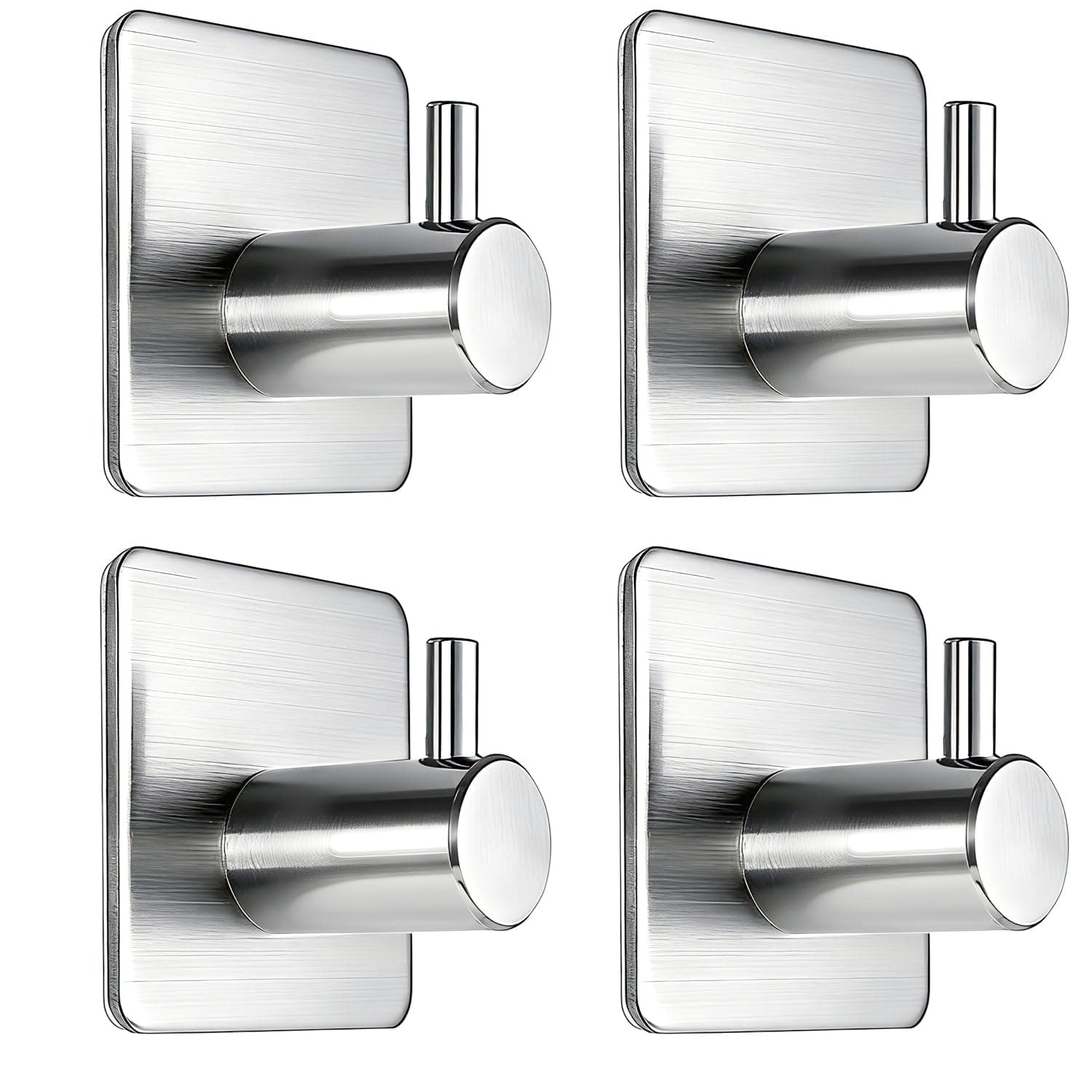 Fotosnow Adhesive Hooks Heavy Duty Wall Hooks Waterproof Stainless Steel Hooks for Hanging Coat, Hat,Towel Robe Hook Rack Wall Mount- Bathroom and Bedroom 4-Packs