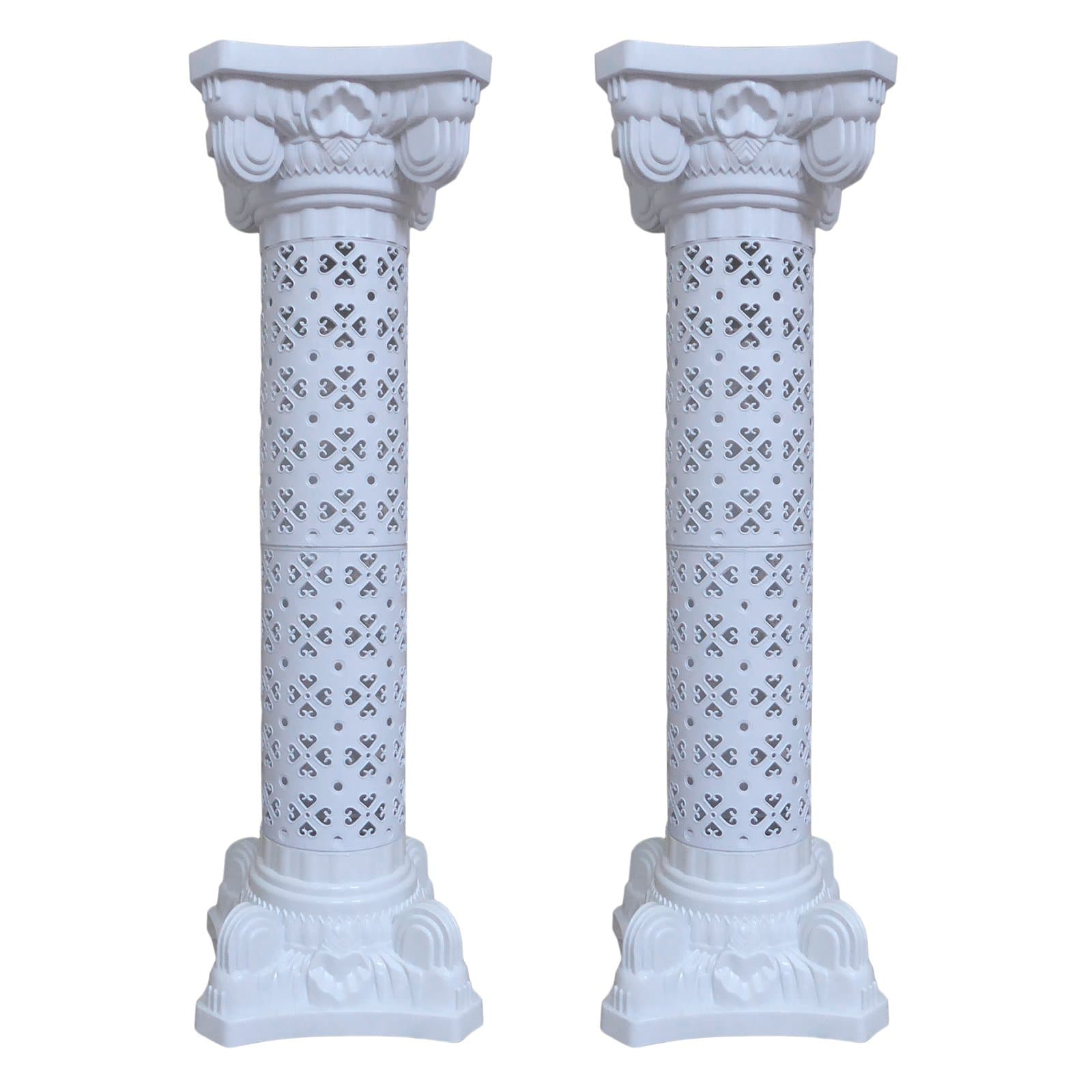 Wall2Wall Wedding Decoration Plastic Roman Column Height Adjustable Garden Decor Ceremony Reception Decorative Columns (2 Column Set)