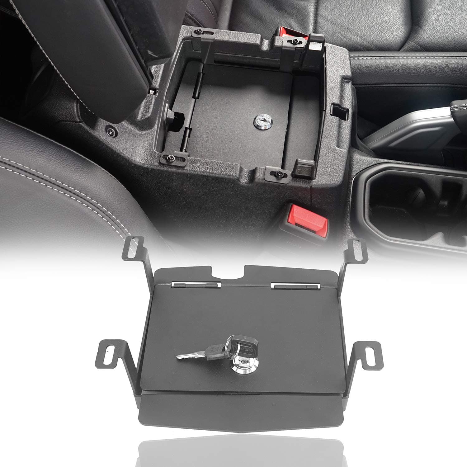 u-Box JL Wrangler Locking Storage Console Safe Box Security Interior Accessories for 2018 2019 2020 2021 2022 2023 2024 2025 Jeep Wrangler JL & JLU Unlimited