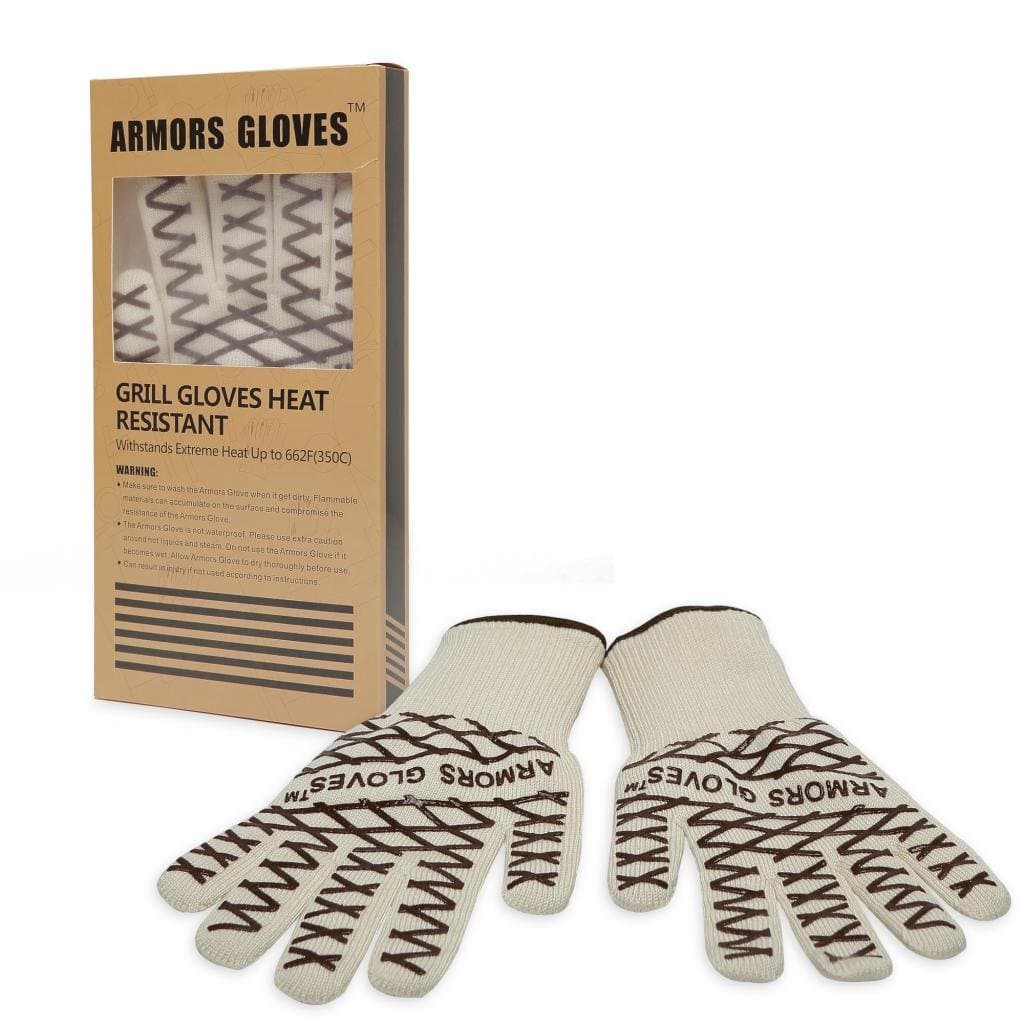 (Single Glove) - Grill Gloves with Extra-long Cuff - Cotton Lining Provides Super Comfort for BBQ - Five Fingers Heatproof Oven Gloves - Use As Oven Mitt, Pot Holders, Baking, Fireplace, Cooking Gloves.