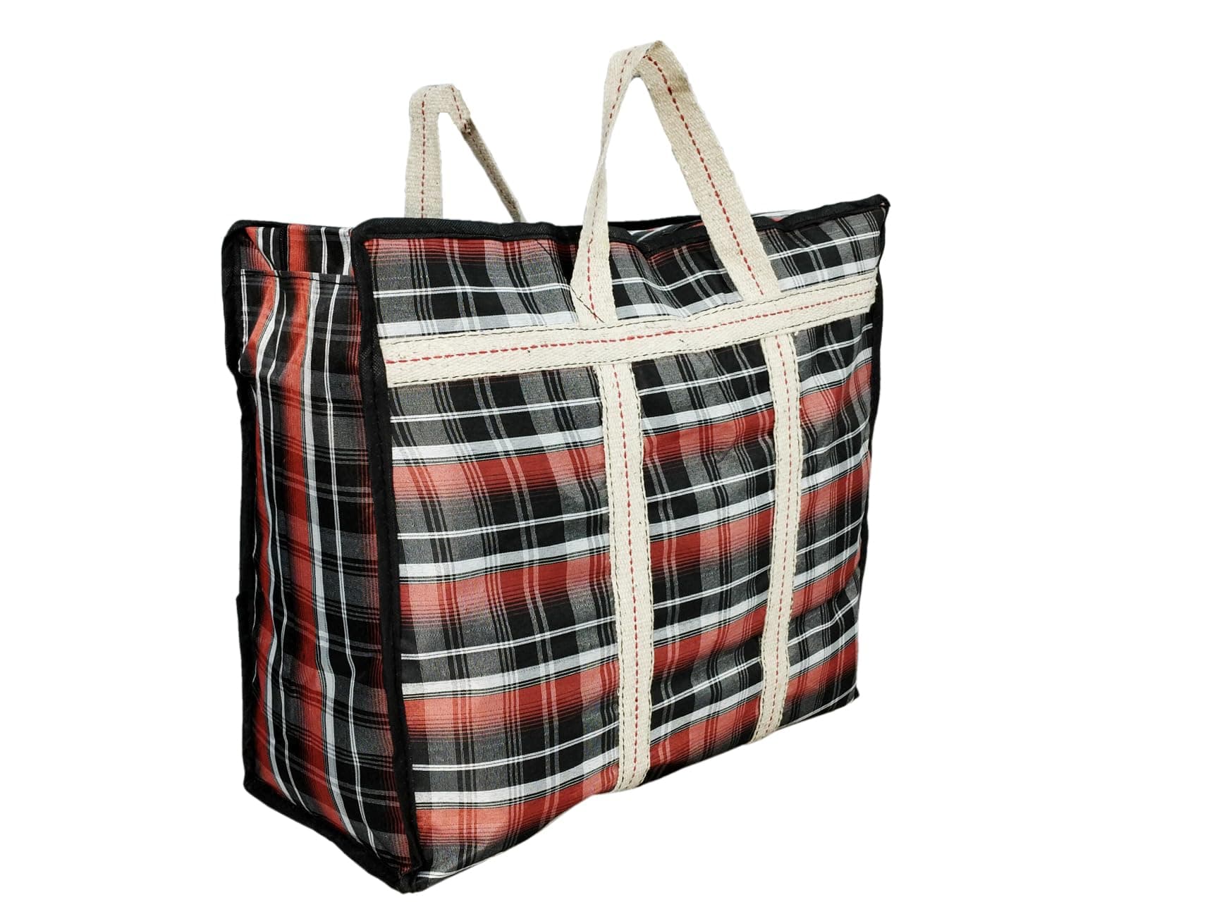 Unisex Bags Multipurpose Extra Large Big Heavy Duty Storage Organizer Reusable Canvas Shopper Bag With Strong Handles And Base With Covers Zip (Pack Of 1) Pink Dhoom Check,Travel Tote