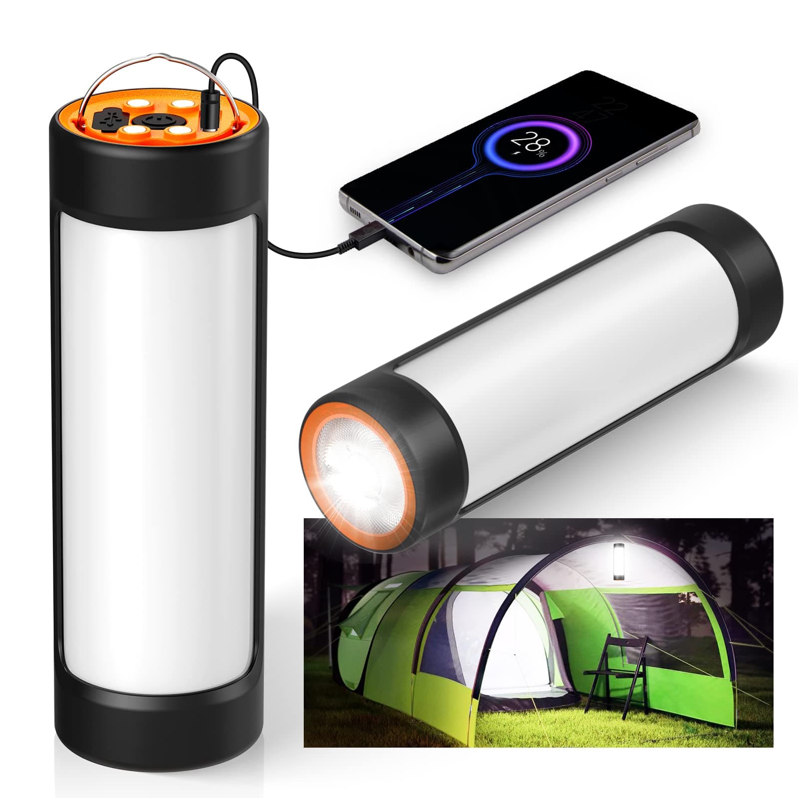 Camping Lantern Rechargeable, Bright 1500 Lumen 5 Light Modes Camping Light Flashlight, CT CAPETRONIX 4400mAh Power Bank Lantern Flashlight for Power Outage Camping Emergency Hurricane Hiking, 1-Pack