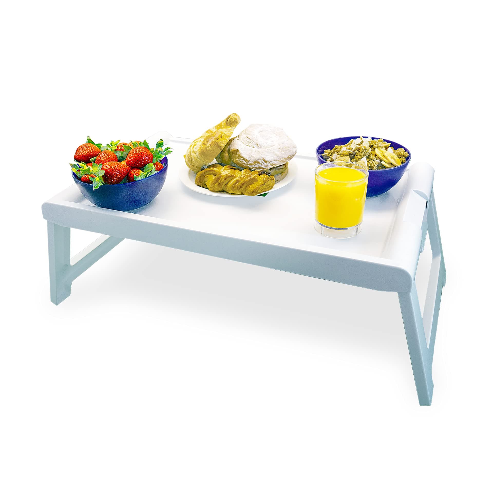Denox 10250.050 - Folding Over-Bed Tray, 57.5 cm x 35 cm, Height When Open 23.5 cm, White