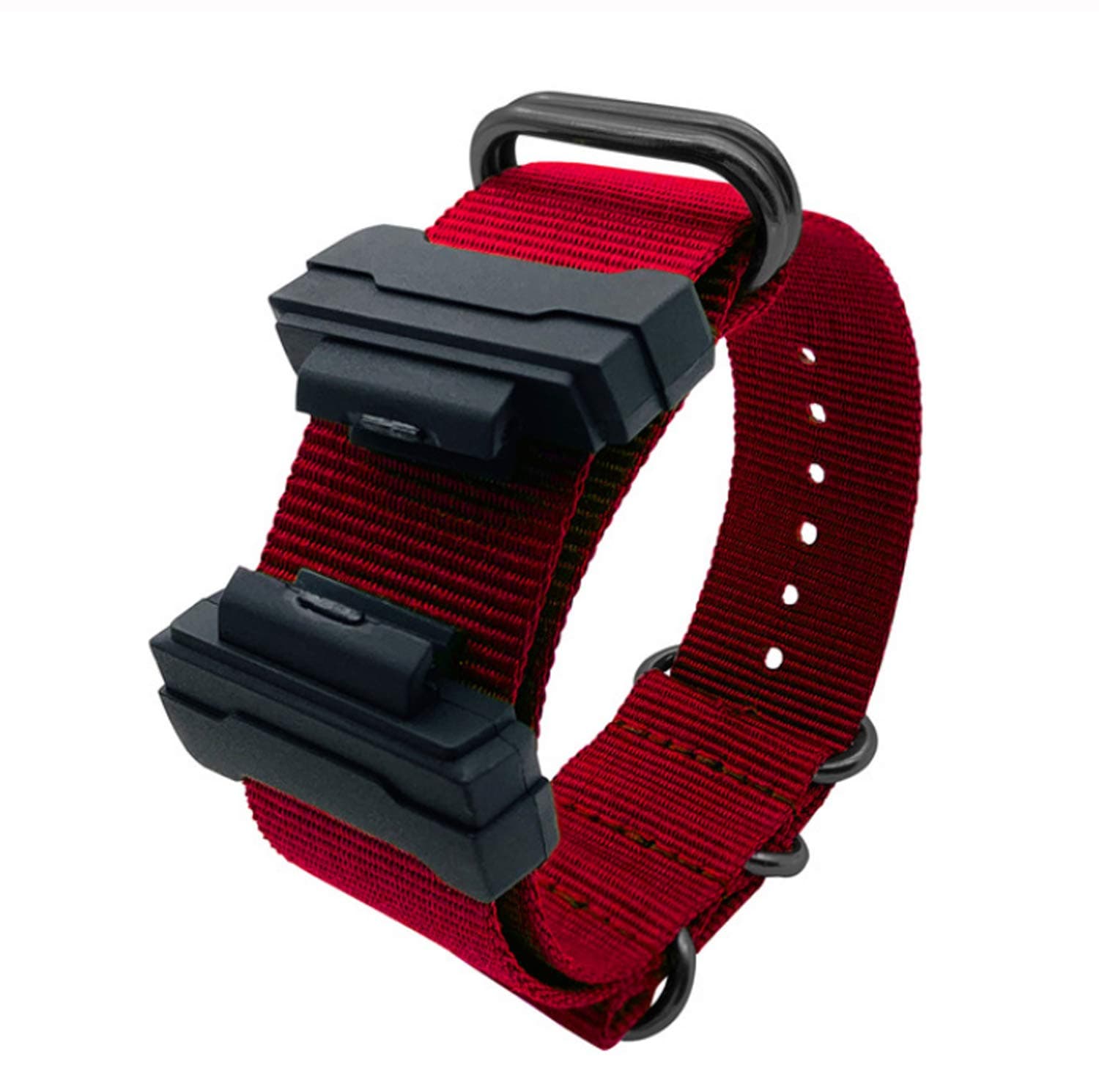 Adapters(16mm) and 1 Piece HD Conversion RAF NATO Nylon Watch band Strap Kit For Casio GShock MIL-SHOCK 5600 GWM5610 DW6600 GW6900 2310 G100 (Red)
