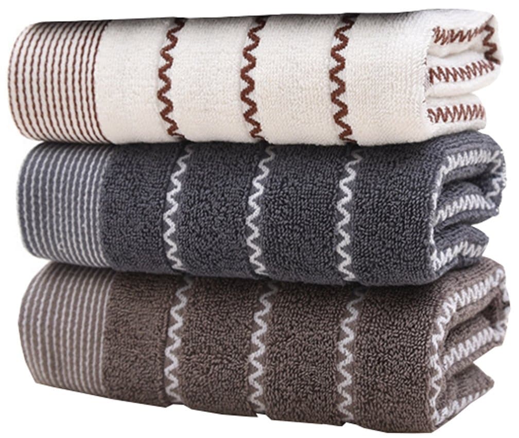 Anlye Cotton Hand Towel Set-(3-Pack,14 x 30 inches) Multipurpose Use for Bath, Hand, Face, Gym and Spa Stripe