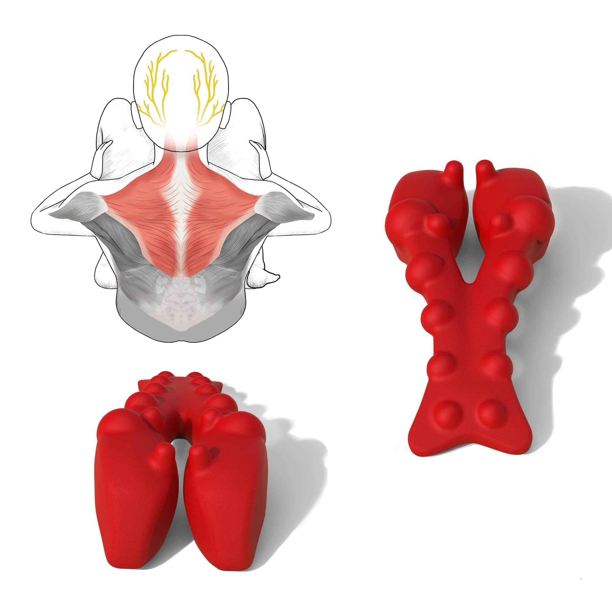 LittleMum Trapezius Trigger Point Massager. Myofasical Release Neck and Shoulder Pain, Suboccipital Release Tool, Posture Corrector, Relieve Upper Back Pain &Tension Headache