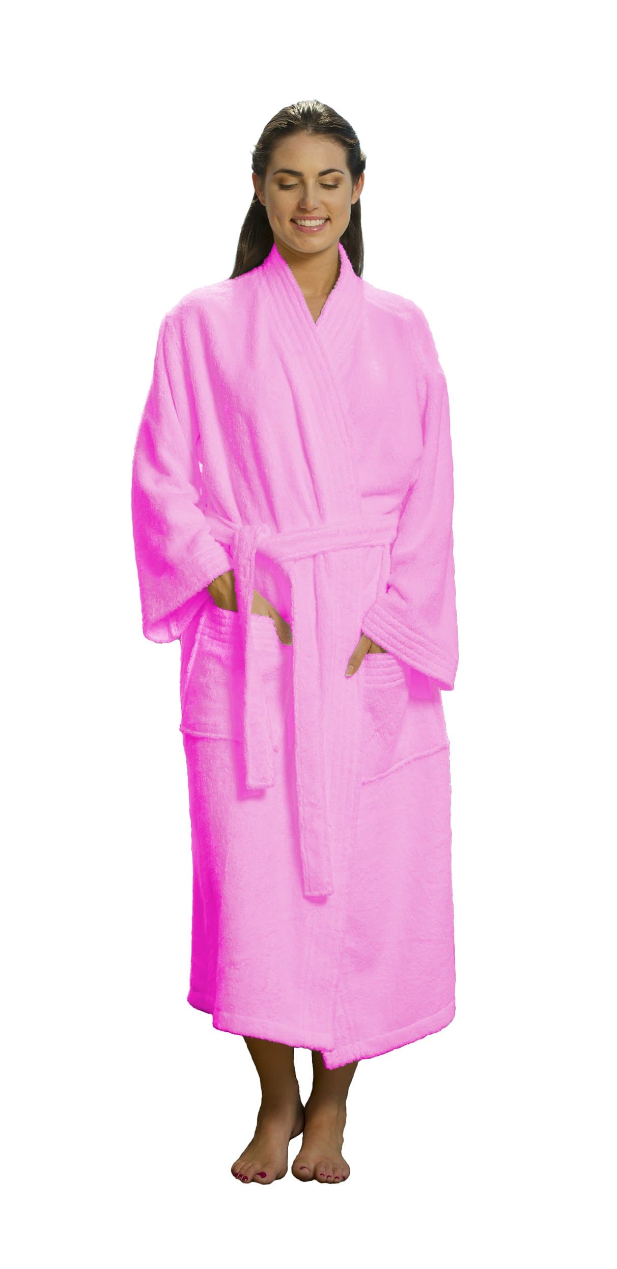 BY LORA Cotton Womens Robe Bathrobe - Pink, 2X/3X-Large