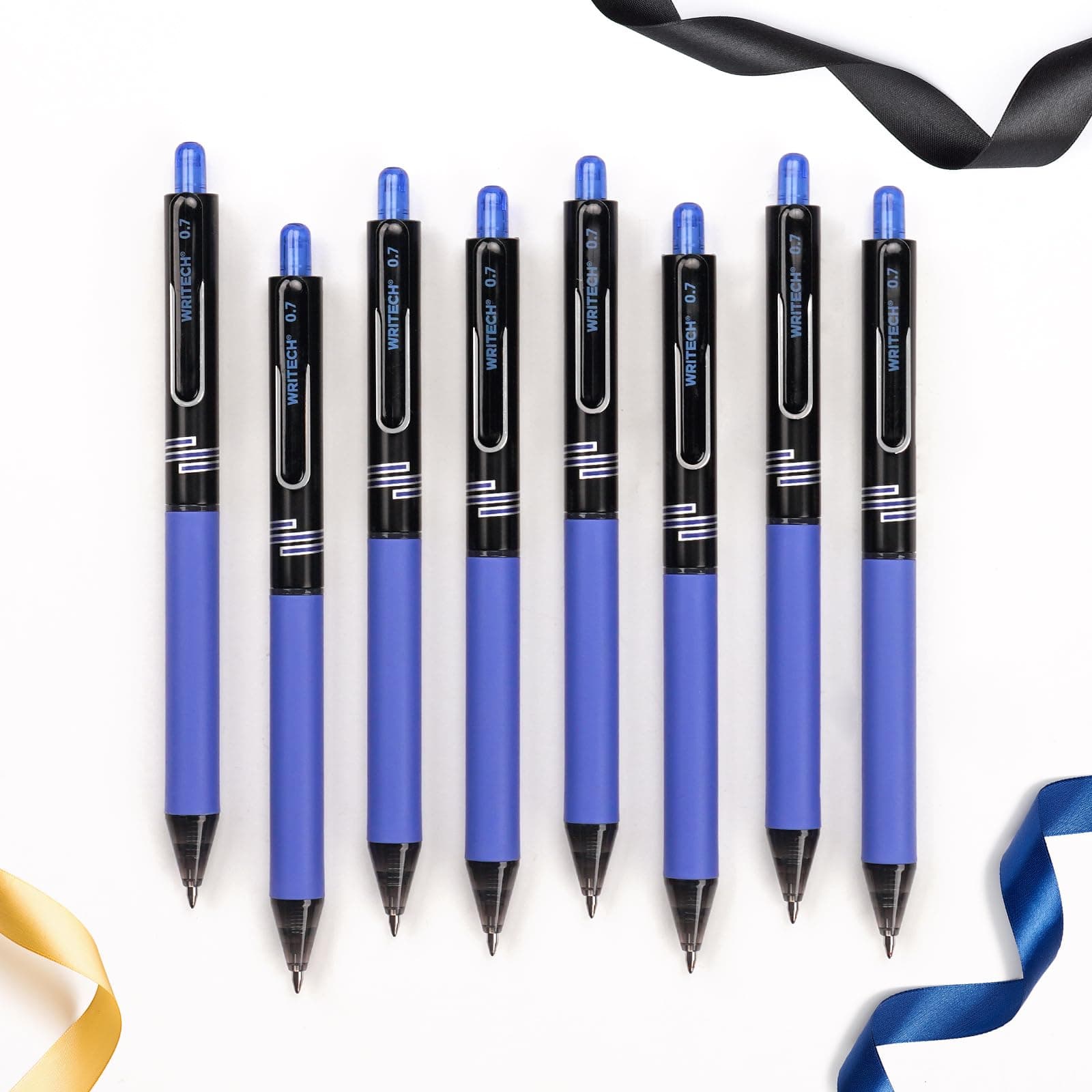 Retractable Gel Ink Pens: Blue-Ink 0.7mm Medium Point Color Pen for Journaling Smooth Writing Quick-dry Fine Tip No Bleed & Smear & Smudge Set 8ct