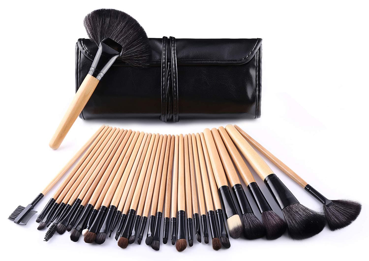 PREMIUM 32 PCS PROFESSIONAL MAKEUP BRUSH SET WITH SYNTHETIC LEATHER CASE | PERFECT FOR MAKEUP LOVERS FROM PROFESSIONAL TO AMATEUR FOR (FACE EYE SHADOW EYELINER FOUNDATION BLUSH LIP) | BEST MAKEUP BRUS