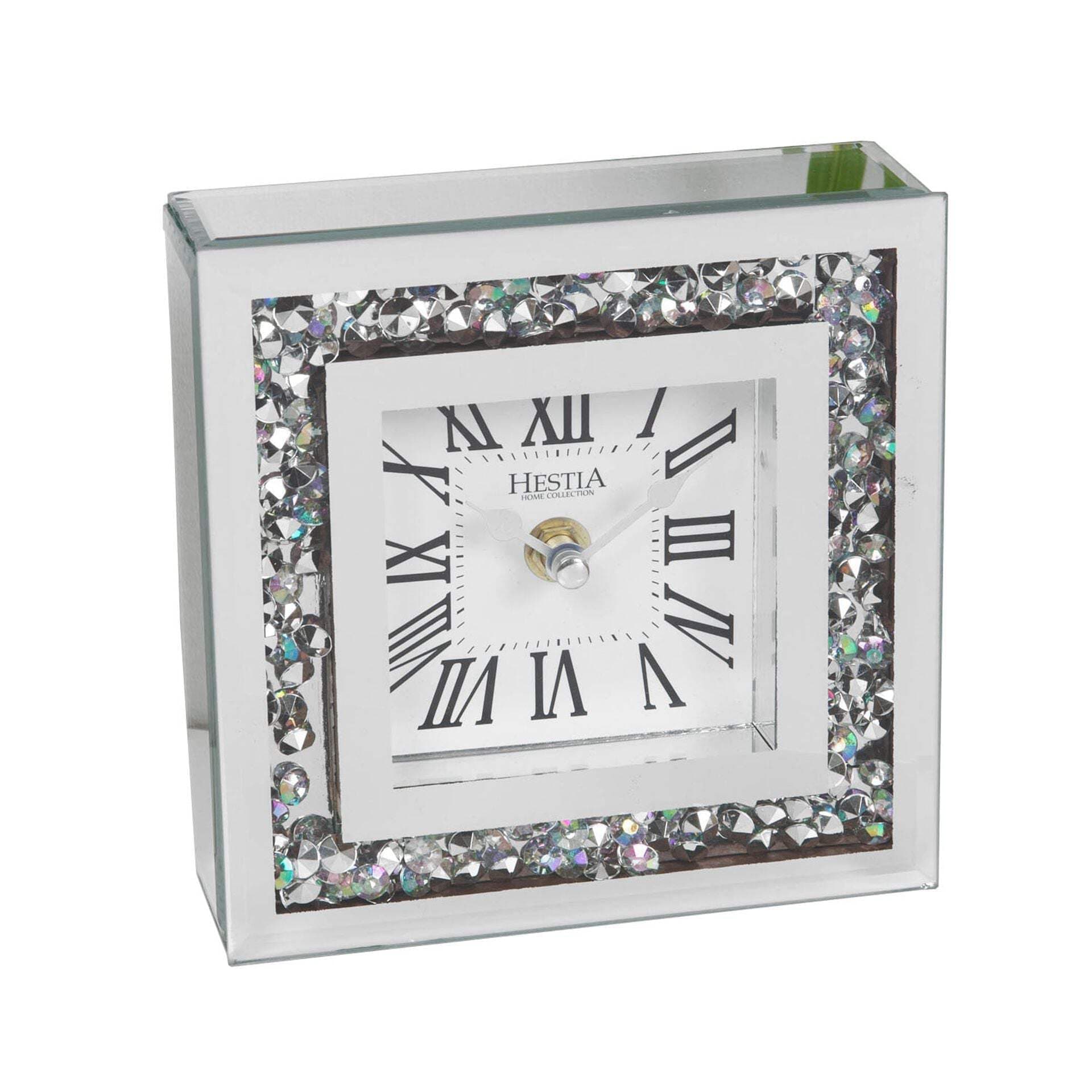 Widdop and Co Hestia Crystal Border Mantel Clock 15cm