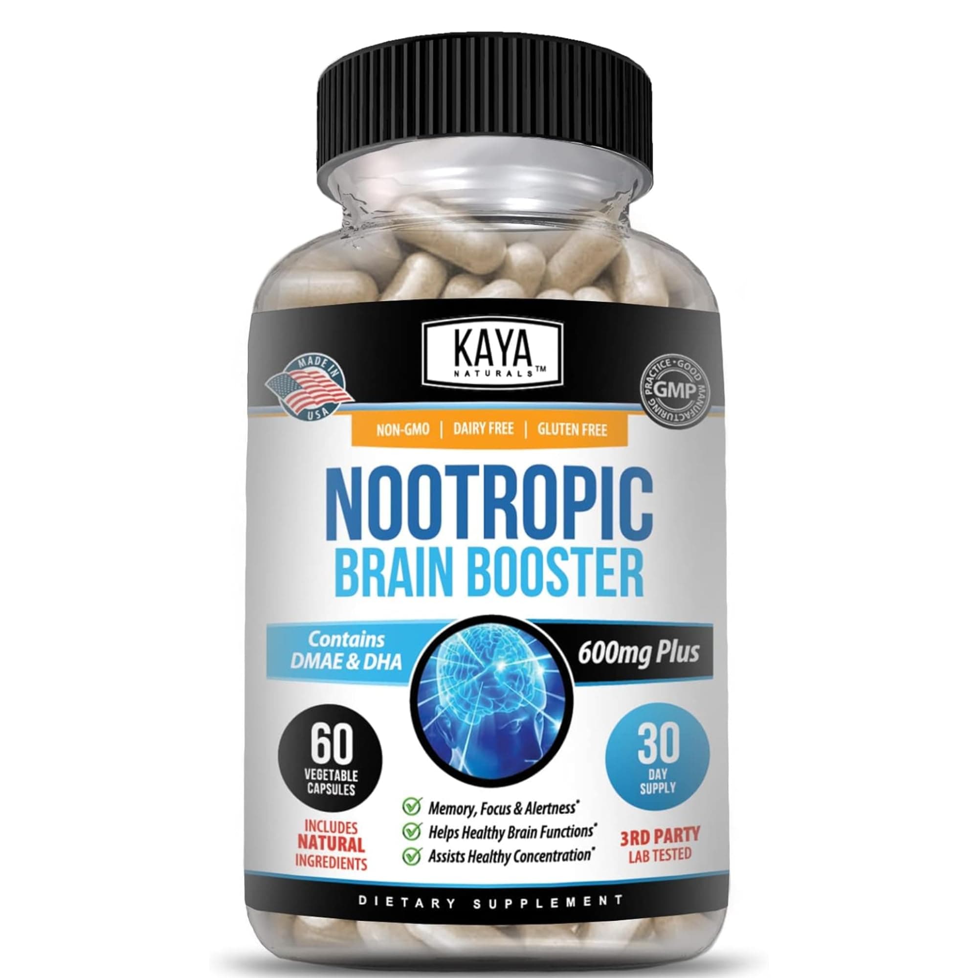 Nootropic Brain Booster - for Memory & Focus - Brain Support Supplement - Focus & Concentration & Learning Accuracy - Cognitive Function - 60 Count