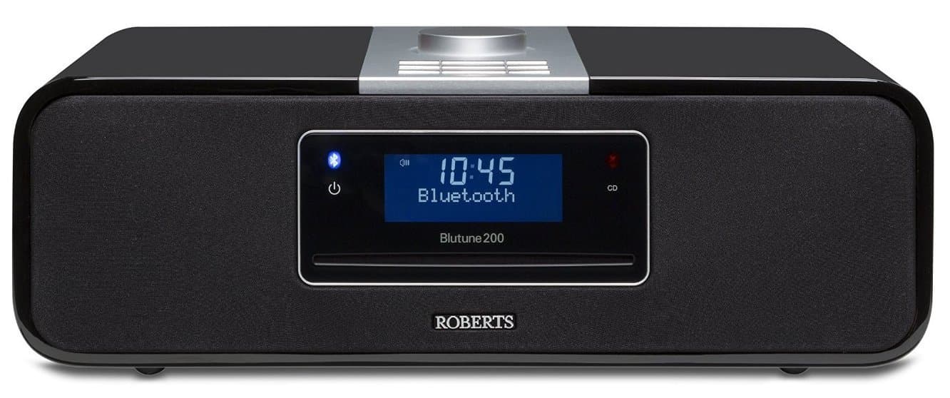 Roberts Blutune 200 Bluetooth Piano Black CD DAB DAB+ FM Stereo Sound System Streaming, Record to USB or SD Card, 6 Position Equaliser + Seperate Bass & Treble, USB 20 Radio Presets Multi Alarms