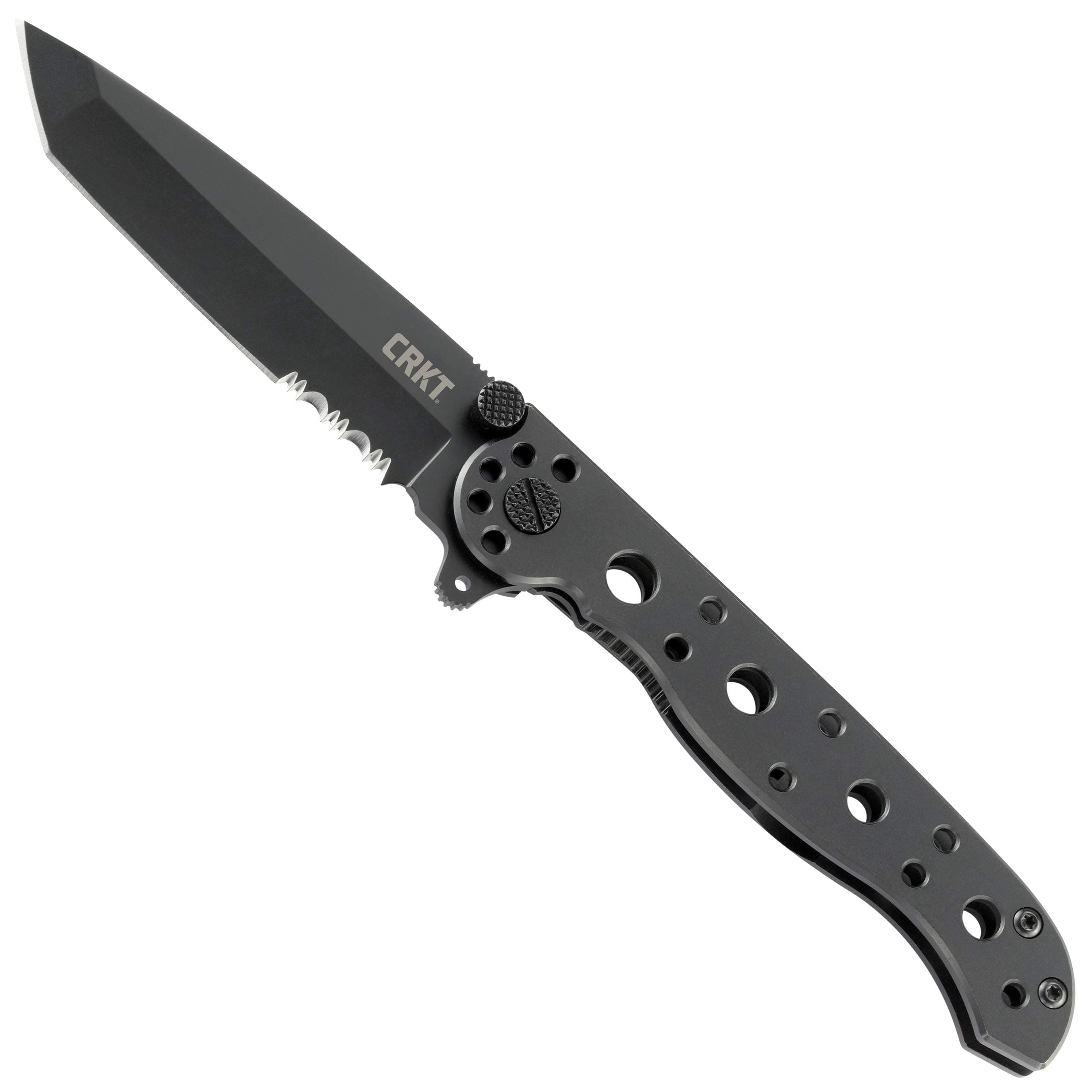 CRKT M16-10KS Folding Knife with Frame Lock: Stainless Steel Triple Point Serrations Blade, Stainless Steel Handle, Reversible Pocket Clip, M16-10KS