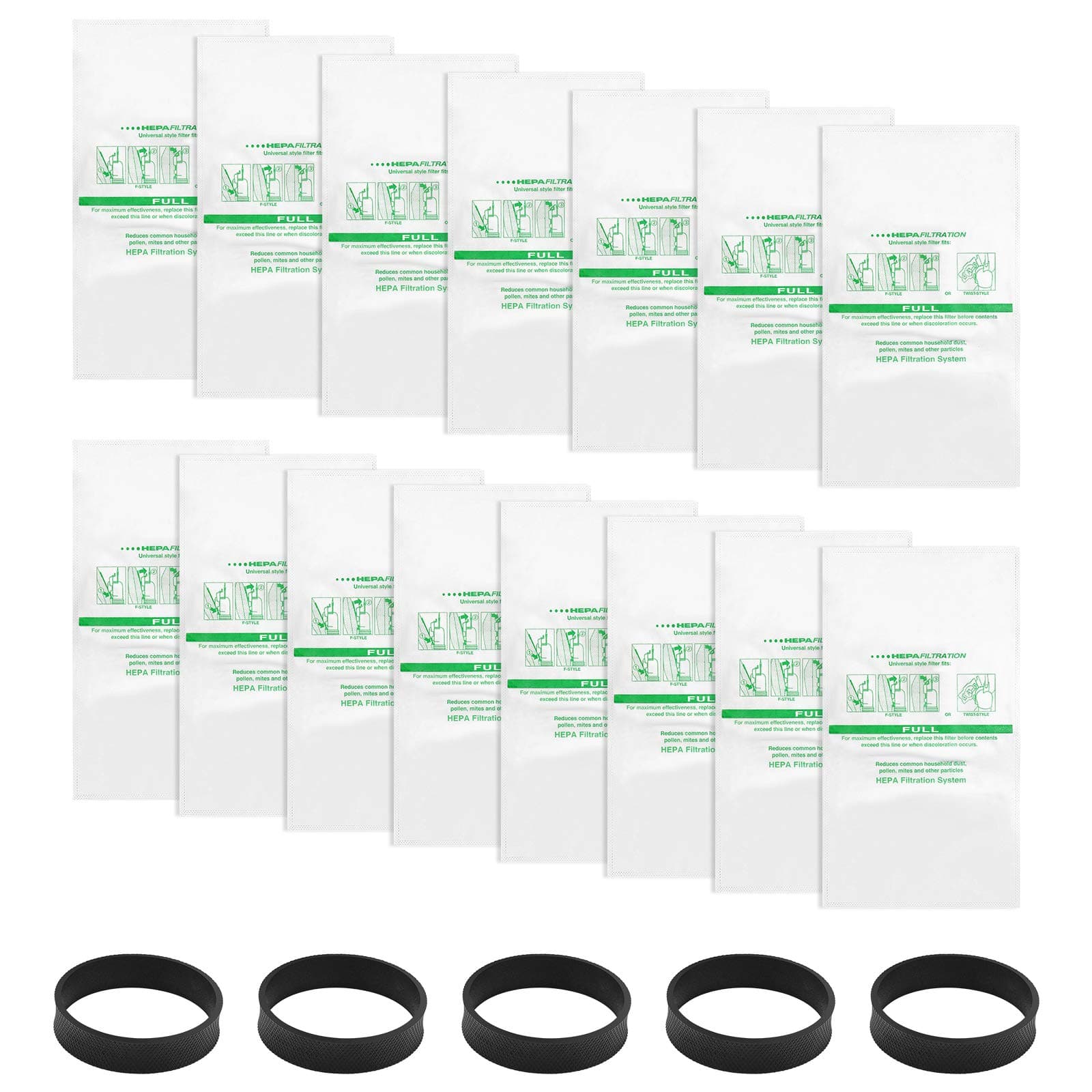 iSingo 15 Pack Micron Magic HEPA Filter Plus Bags & 6 Belts for Kirby Vacuums G4, G5, G6, Ultimate G Series, Diamond Edition, Sentria, Sentria II, Avalir I, II