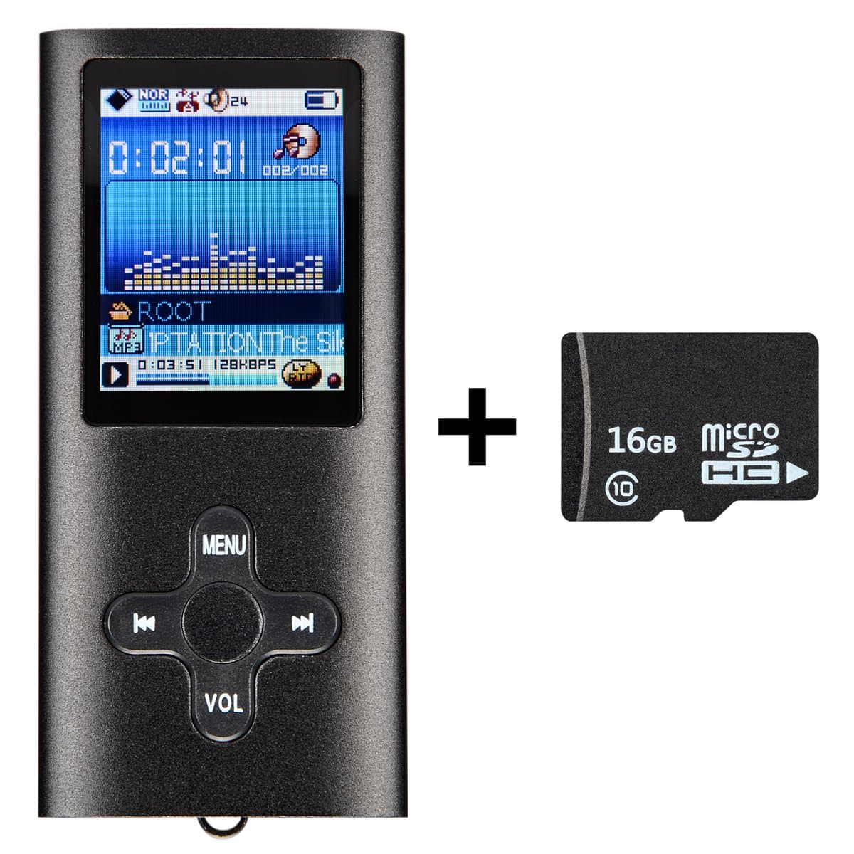 MP3 MP4 Player with 16GB Micro SD Card - NBlack