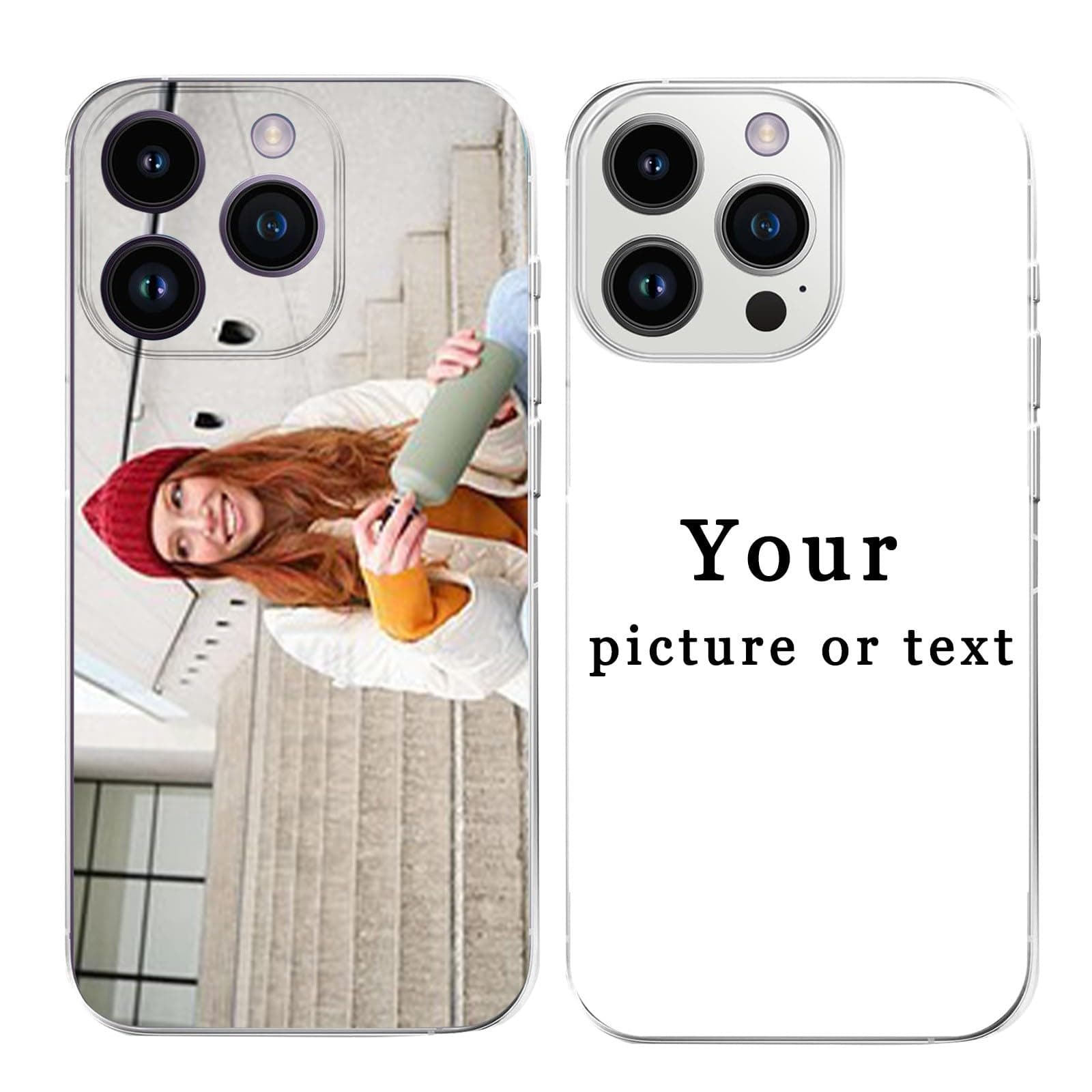 Personalised Custom Phone Case for iPhone 16 15 14 13 12 11 Pro Max Case, Customized Photo Name Phone Case Anti-Scratch Shock-Resistant Soft Protective TPU (full coverage) Clear