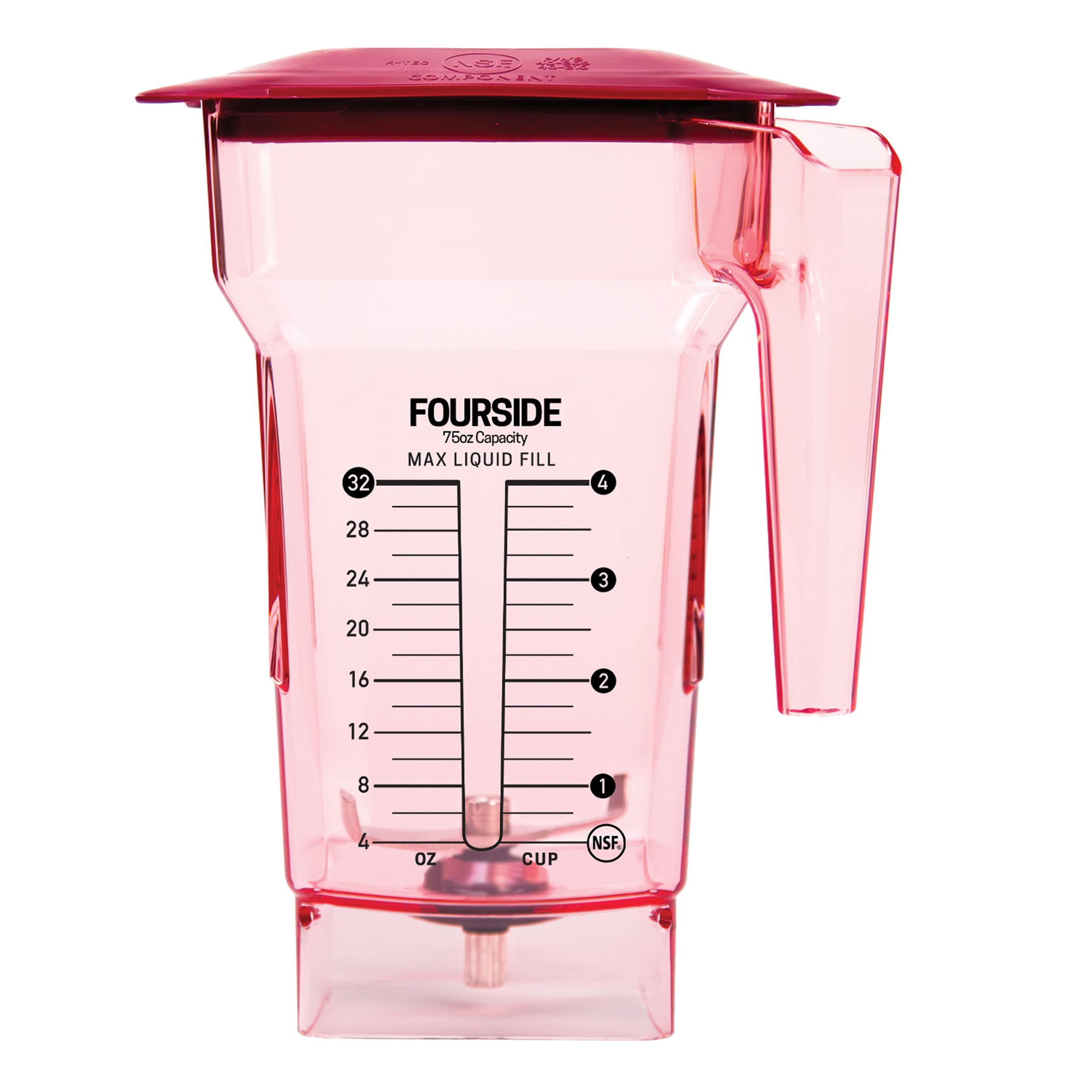FourSide Jar (75 oz), Blender Jar, Commercial Grade, Hard Lid, BPA-Free, Red