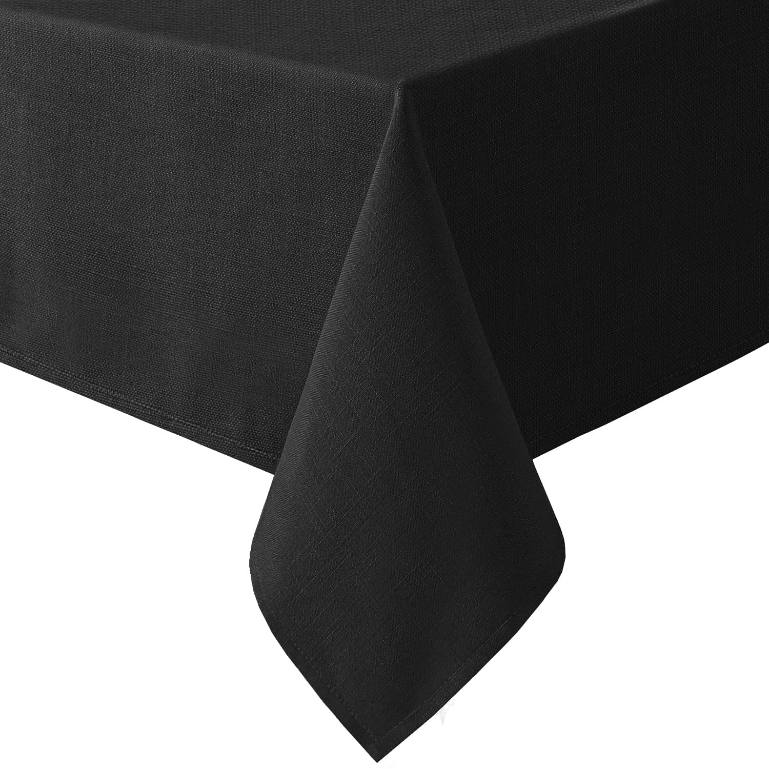 H.VERSAILTEX Linen Textured Table Cloths 54 x 70 Inch Premium Solid Tablecloth Spill-Proof Waterproof Table Cover for Dining Buffet Feature Extra Soft and Thick Fabric Wrinkle Free, Black