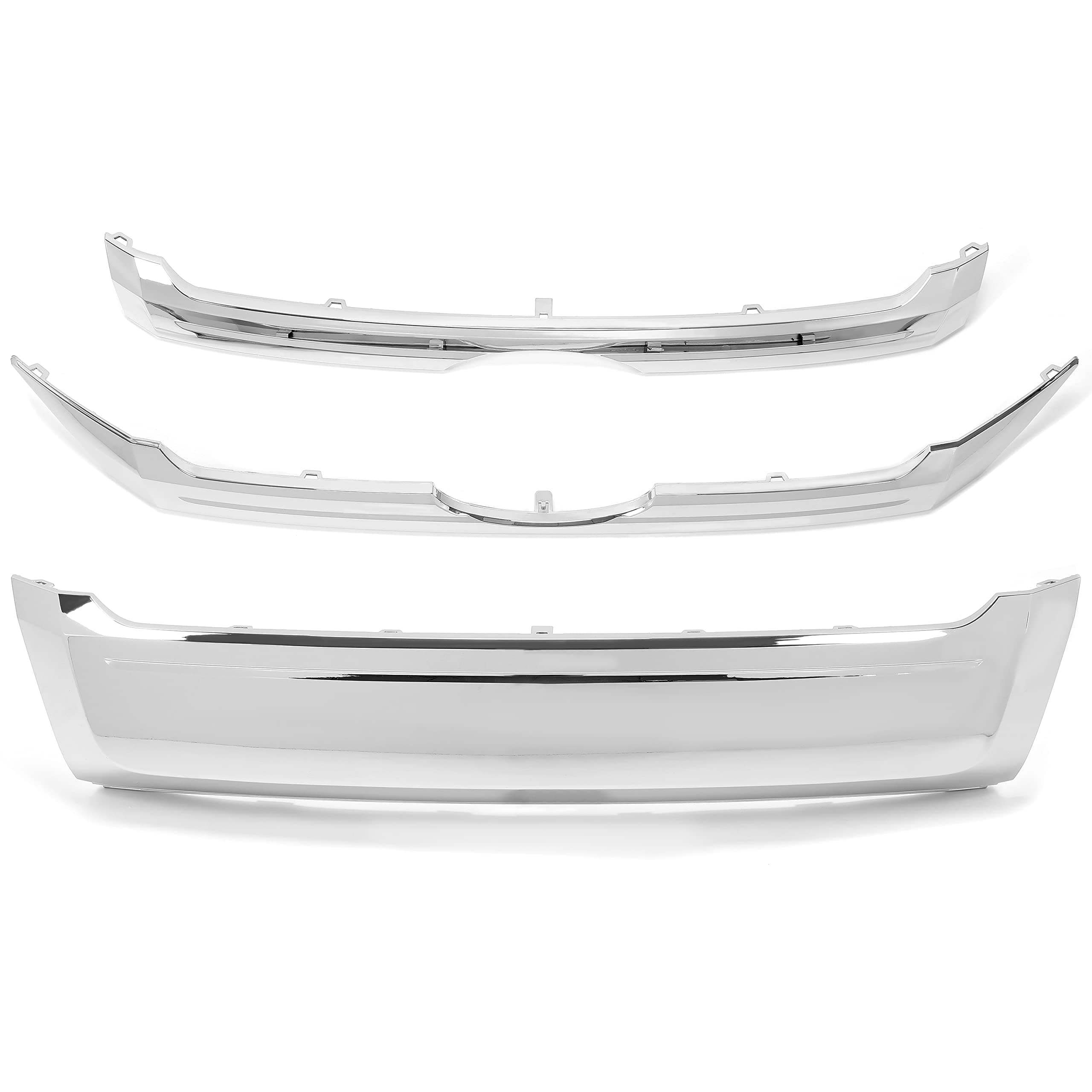 HECASA Front Upper & Central & Lower Grille Trim Compatible with 2011-2014 Ford Edge Replacement for BT4Z-8200-C BT4Z-8200-D FO1087132 BT4Z-8200-E 3Pcs Chrome Grille Molding 2 Packages