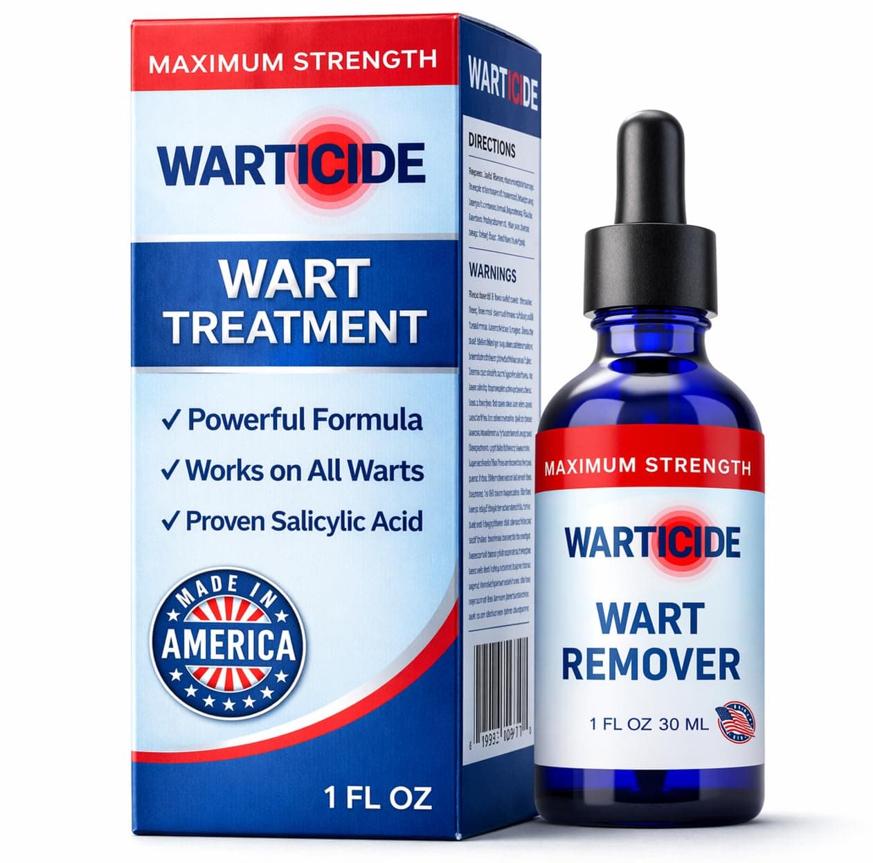 Liquid Wart Remover With 10% Salicylic Acid, Tea Tree & Cedar Leaf Oil - Max Strength Genital & Plantar Wart Treatment for Feet, Hands & Body - Made In USA - Freeze Off Alternative - 1 Fl Oz Dropper