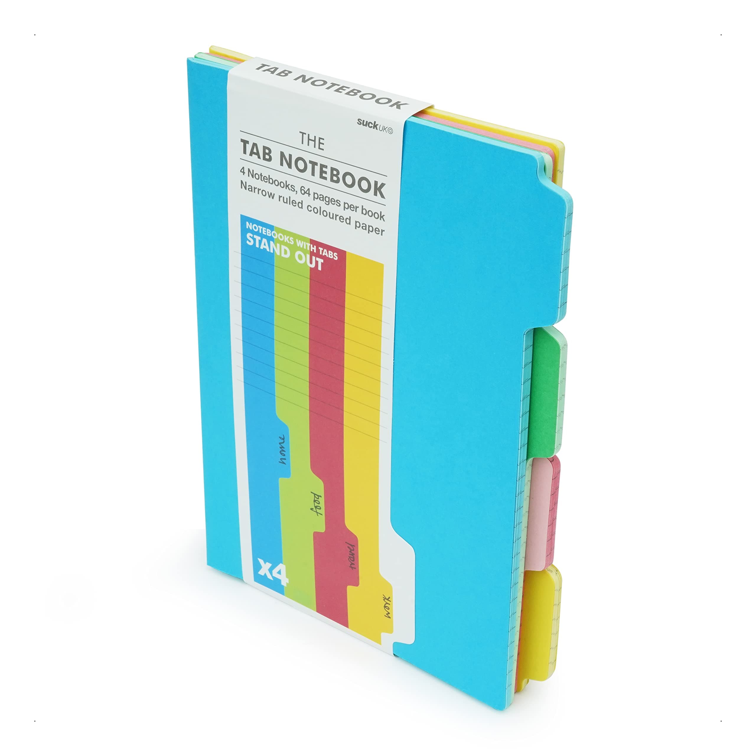 Suck UK | A5 Notebook With Dividers | Exercise Book With Annotation Tabs | Study Essentials Set Of 4 Notepads A5 | Study Notebook & Revision Stationary | Organiser & School Notebooks | Colour