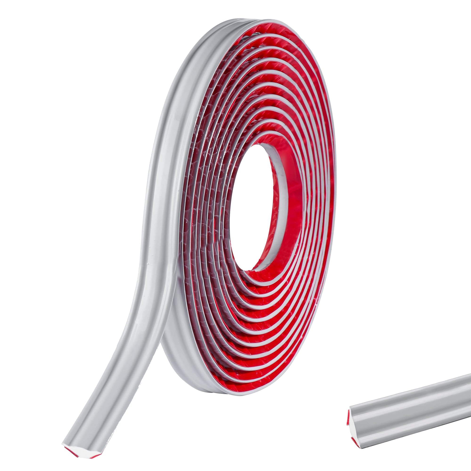 Grey PVC Quadrant Trim,Flexible Laminate Beading Self Adhesive Plastic Wall Corner Edging Strip for Worktop Ceiling Floor,Caulk Moulding Skirting Board Trim(3 Meters,19mm*10mm)