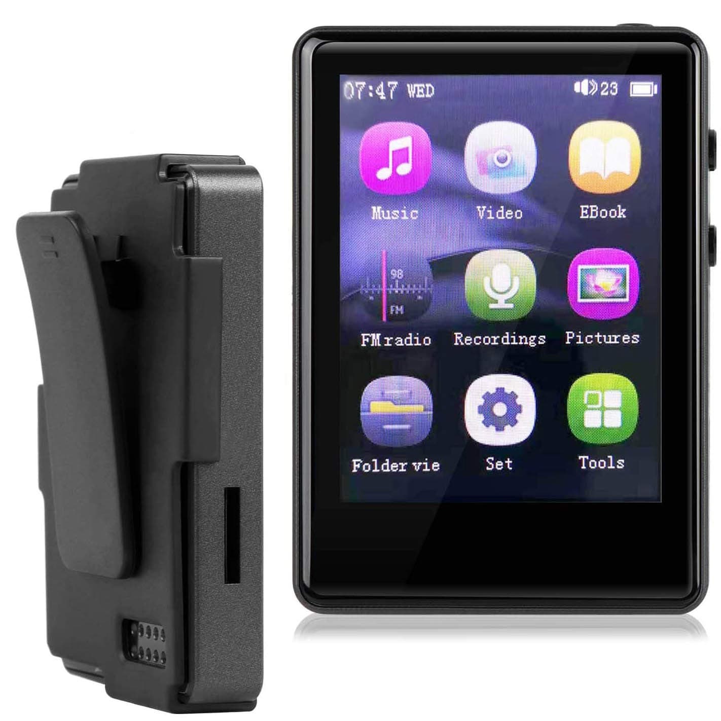 MP3 Player, MP3 Player with Bluetooth, 32GB SD Card Clip MP3 Player with FM Radio/Voice Recorder, Music Player with Touch Full Screen, 2.4Inch MP3 Player for Running, Support Expandable 128GB TF Card