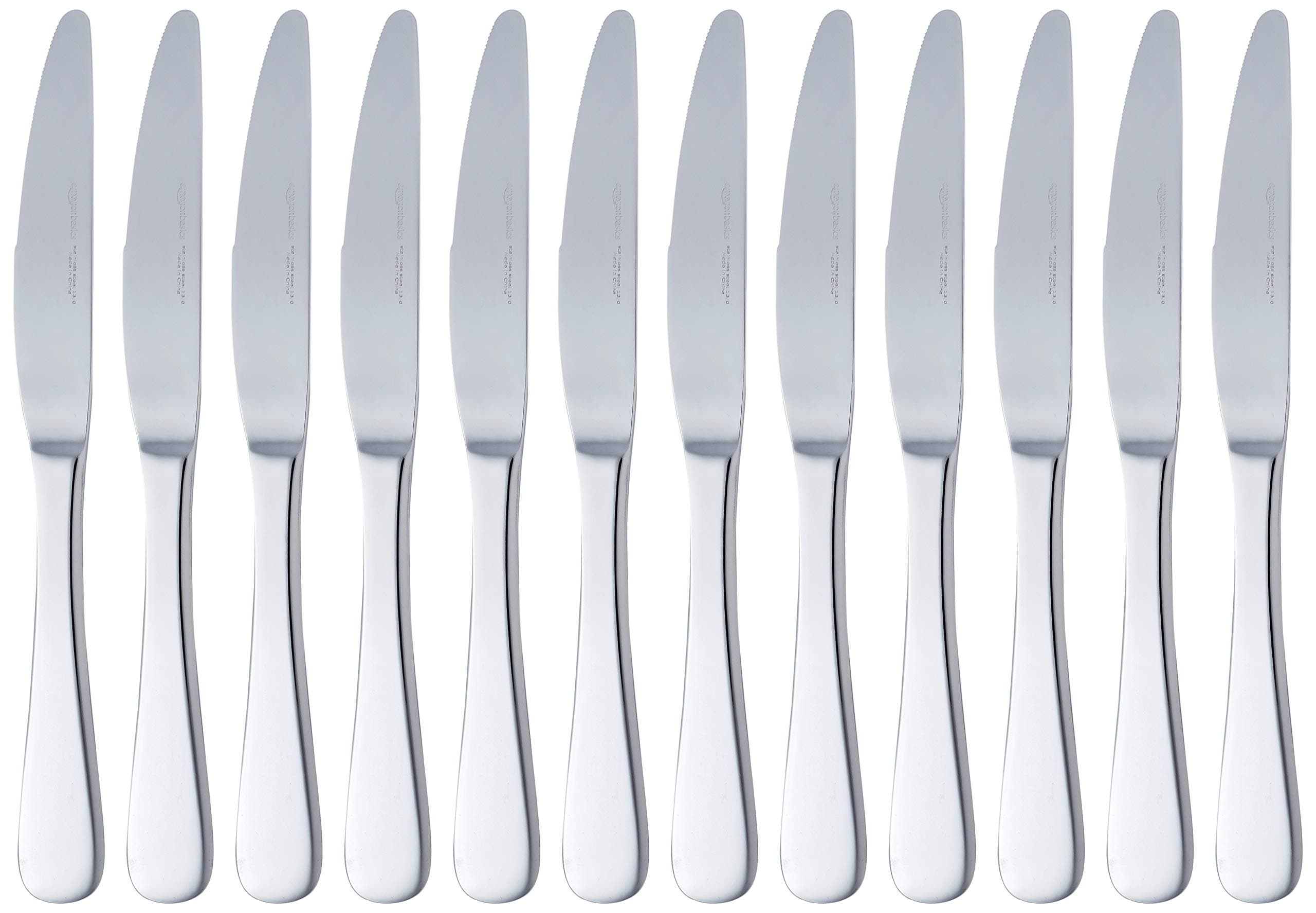 Stainless Steel Dinner Knives With Round Edge, Pack of 12, Silver