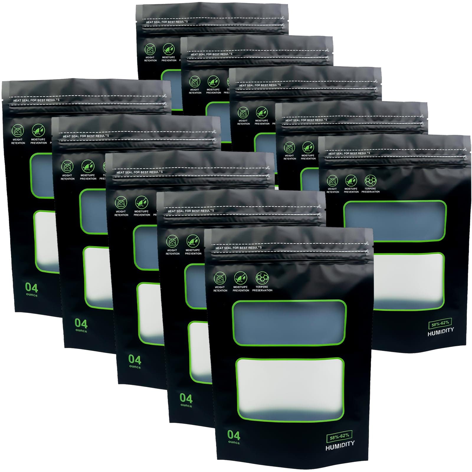 10 Pcs 1/4 LB Storage Terp Bags 58%-62% RH 2-Way Humidity Control Bags for Curing & Storage Resealable Humidity Bags (4 oz, 1/4 lb)