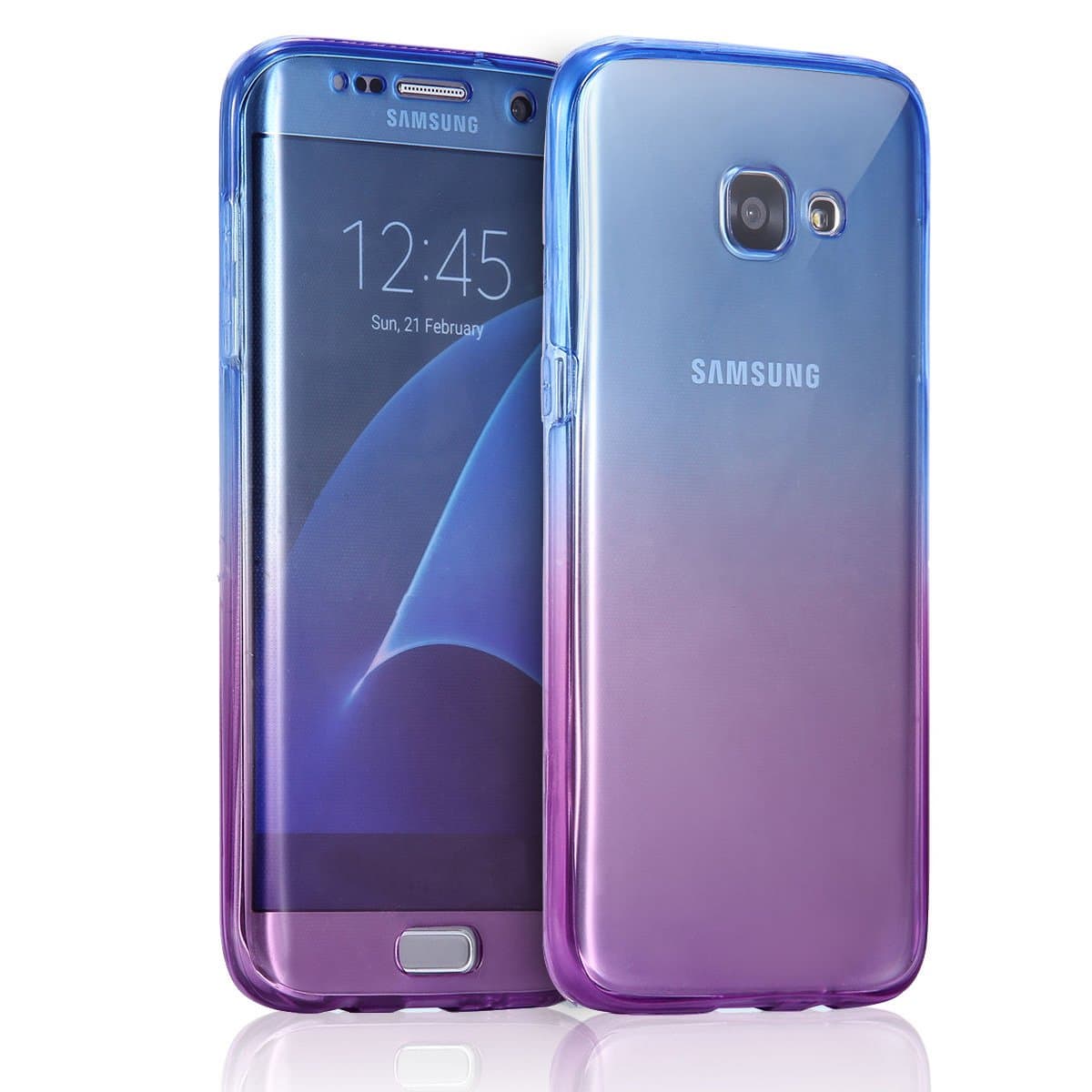 Galaxy A5 2017 Case, Happy360 Shockproof TPU 360 Degree Protective Clear Crystal Rubber Soft Case Cover for Samsung Galaxy A5 2017, Blue to Purple