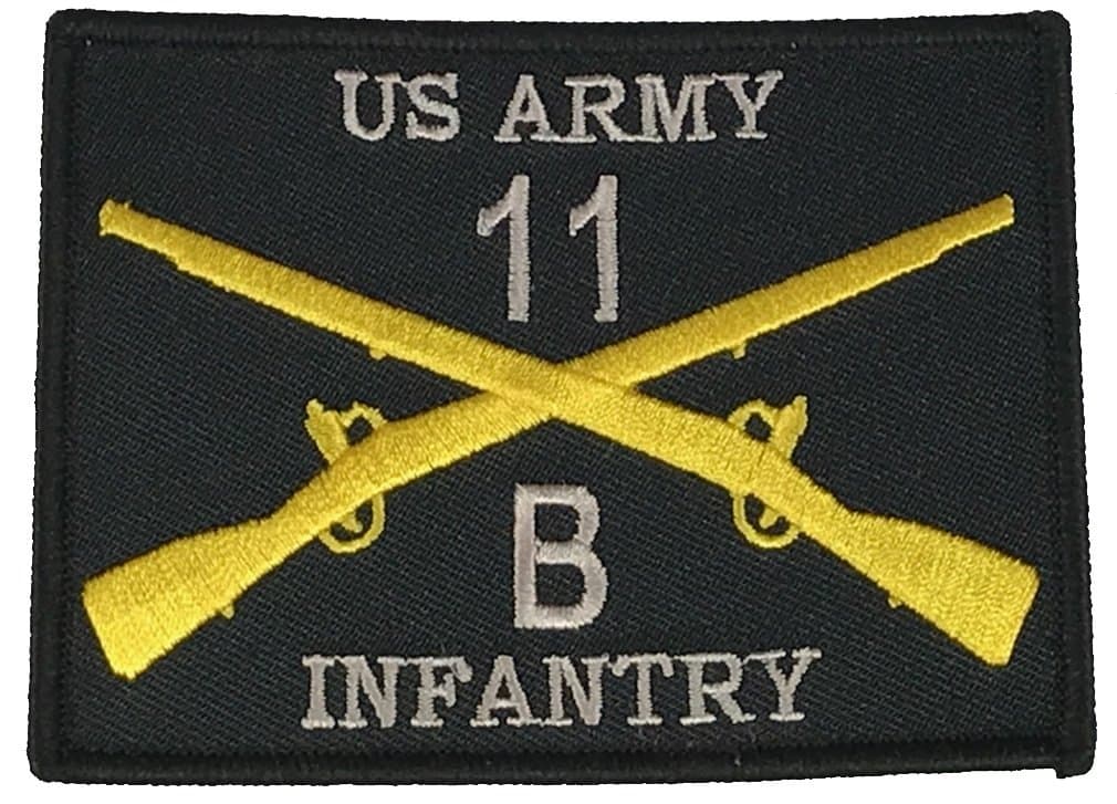US ARMY 11B INFANTRYMAN INFANTRY PATCH - Silver, Royal Blue & Gold on Black Background - Veteran Owned Business