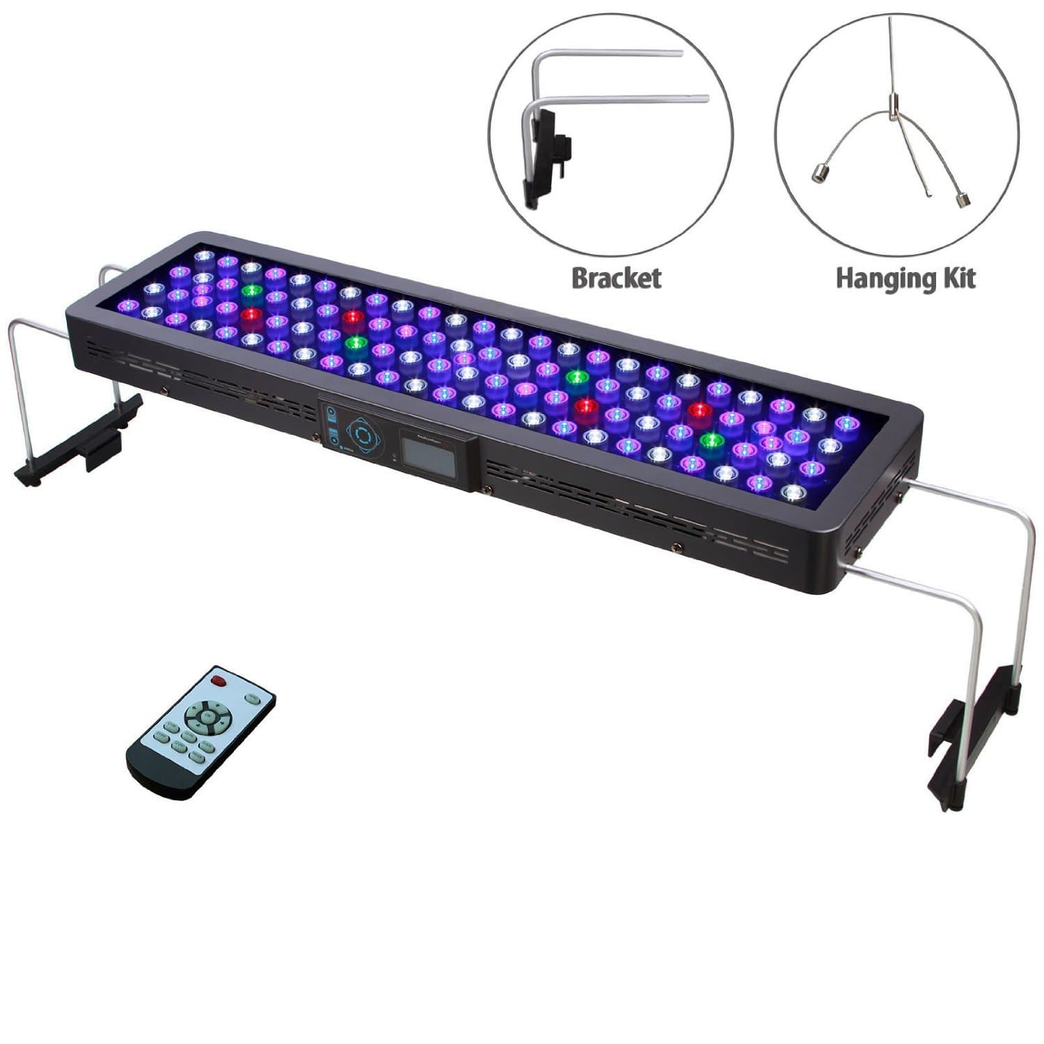 IT2081 240W LED Reef Aquarium Light Auto Dimming Programmable Sunrise Sunset Moonlight Full Spectrum for Coral Grow Fish Keeping Tank, Hanging Kit and Bracket Available