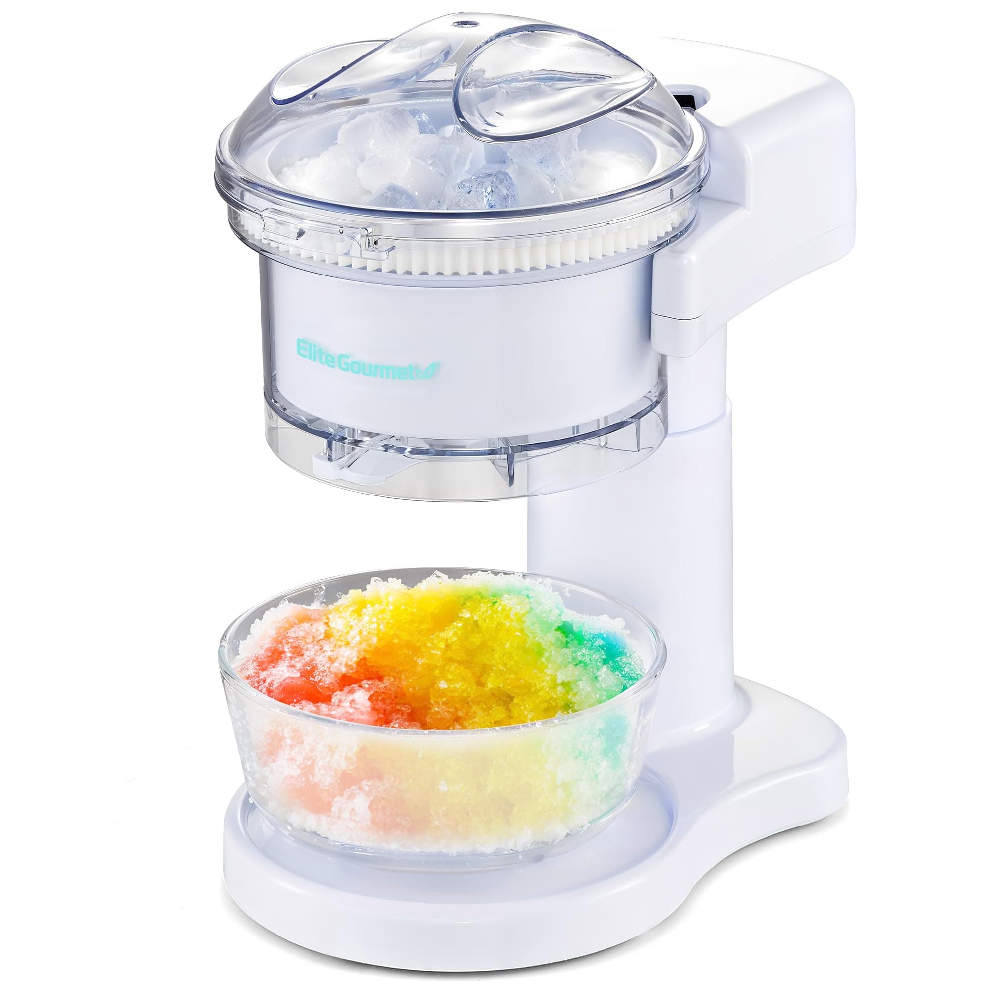 NEW Snow Cone & Shaved Ice Maker, ESI1021, Refreshing Slushies, Margaritas, Drinks with Boba, Clear Lid And Shaved Ice Serving Bowl, Use Cubed or Bagged Ice, Stainless Steel Shaving Blade, White