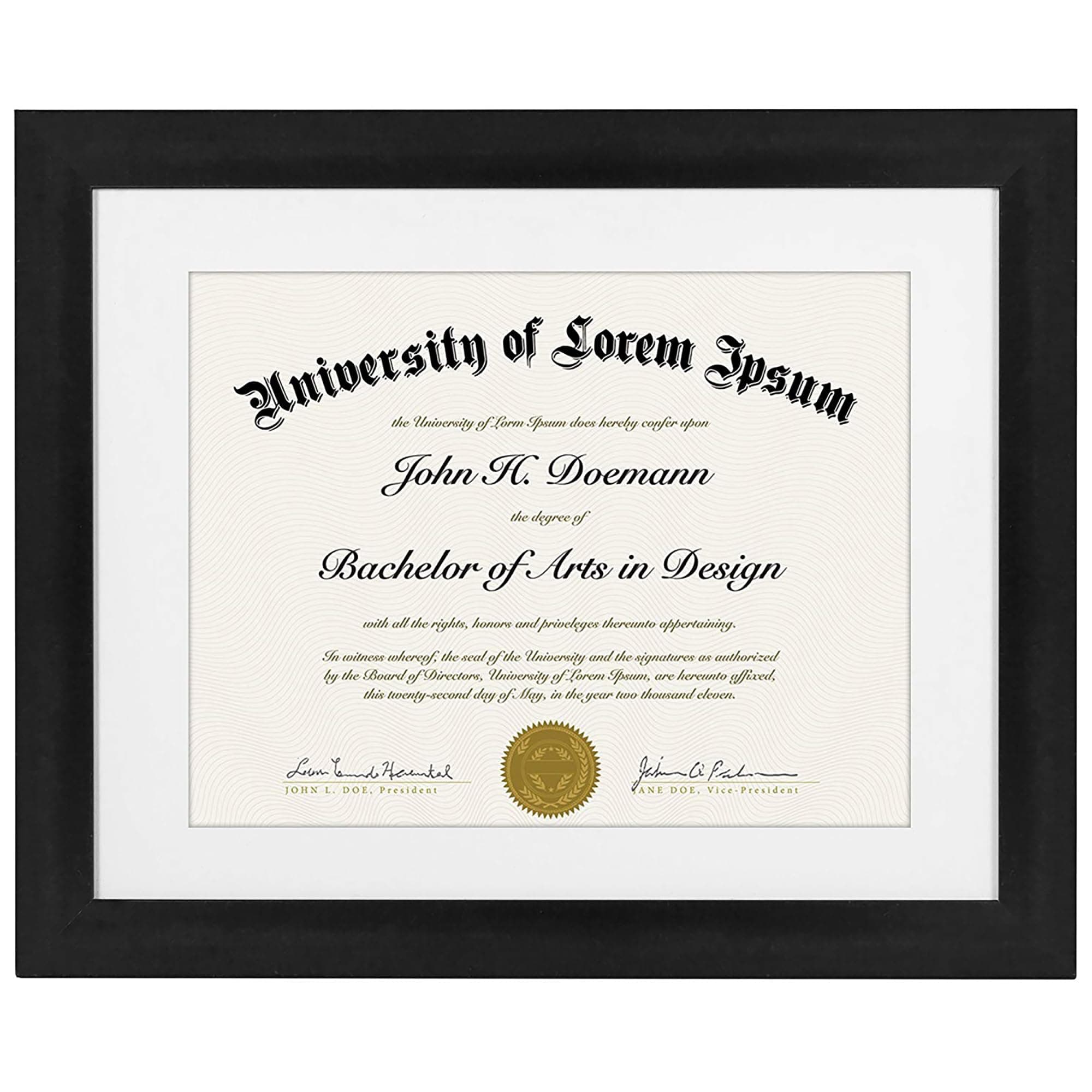 Americanflat 11x14 Diploma Frame with Shatter-Resistant Glass - Use as 8.5x11 Frame with Mat or Display 11x14 Documents Without Mat - Certificate Frames with Engineered Wood for Wall Display - Black