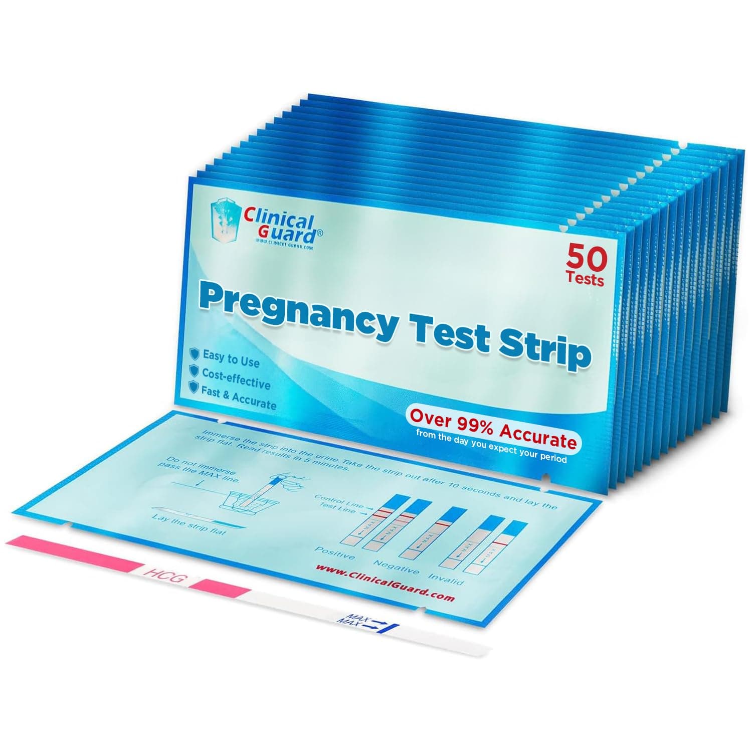 50 Pregnancy Test Strips - Sensitive & Accurate Measurement Within 5 mins - Early Detection Pregnancy Test Strip - Easy to Use for Home Tests - HCG Test Strip Kit