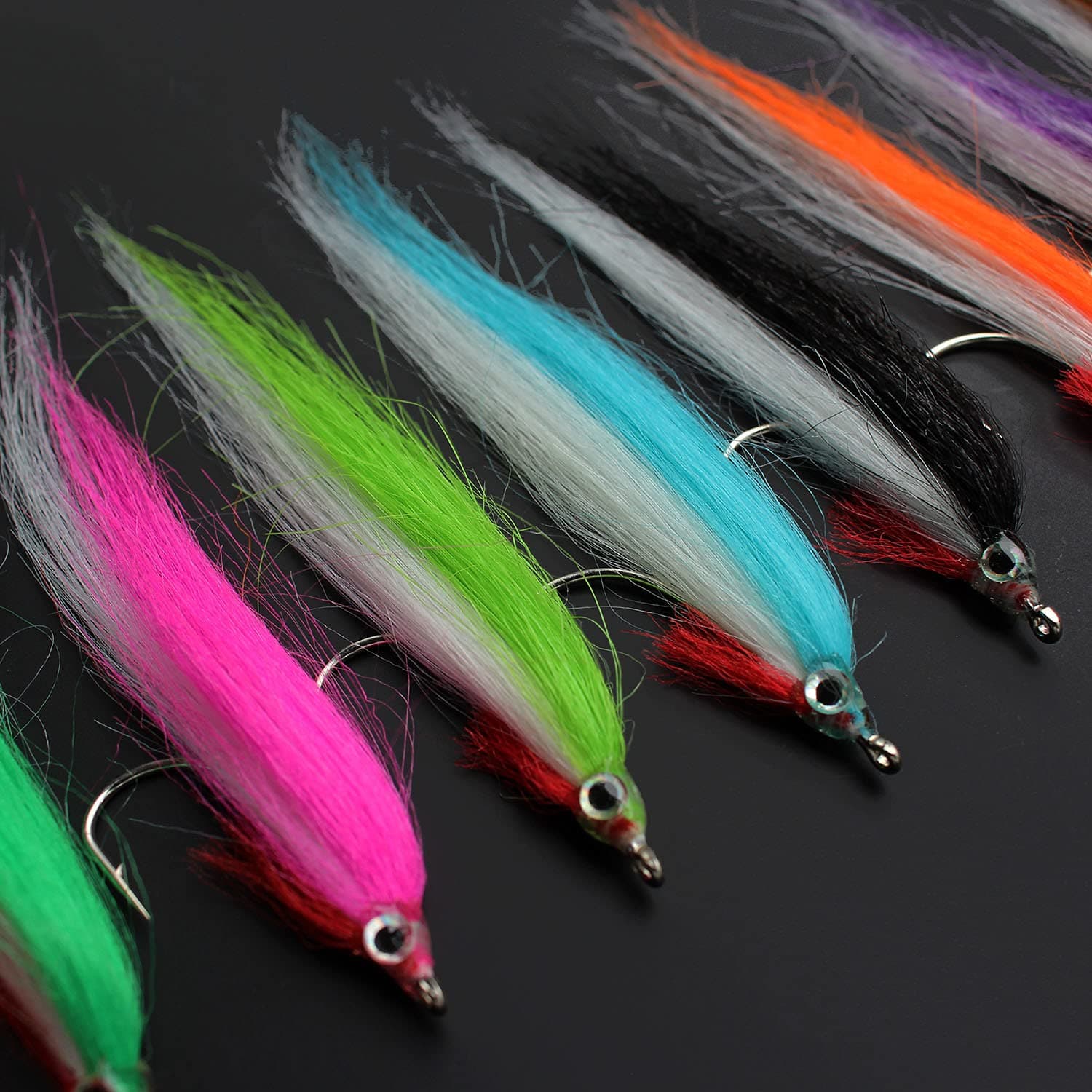 20 pcs 1/0 UV Colors High Carbon Hook Polar Fry Salmon Trout Sea Bass Steelhead Minnow Fly Fishing Flies Lure Set